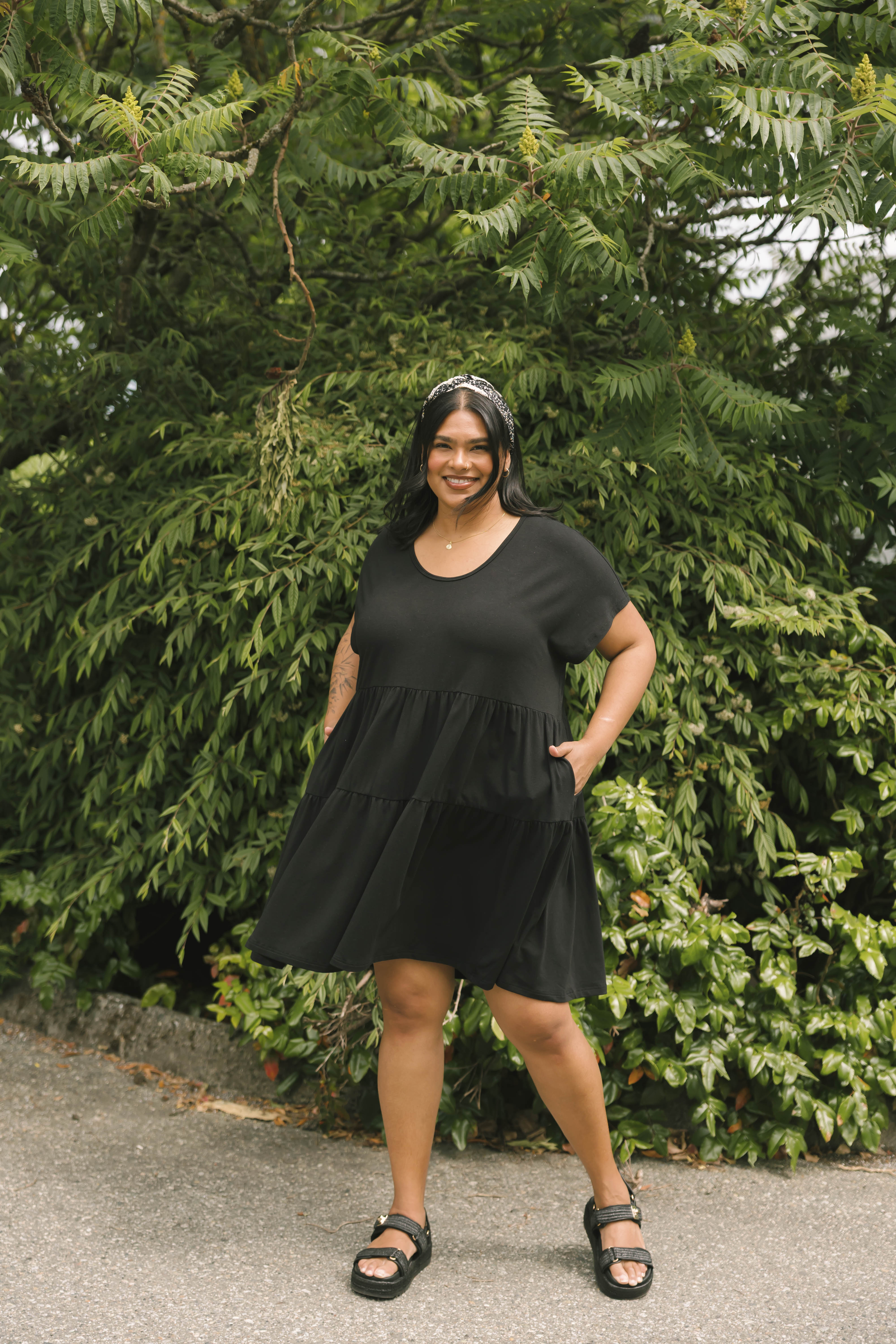 Gia Mini Dress in Midnight Black