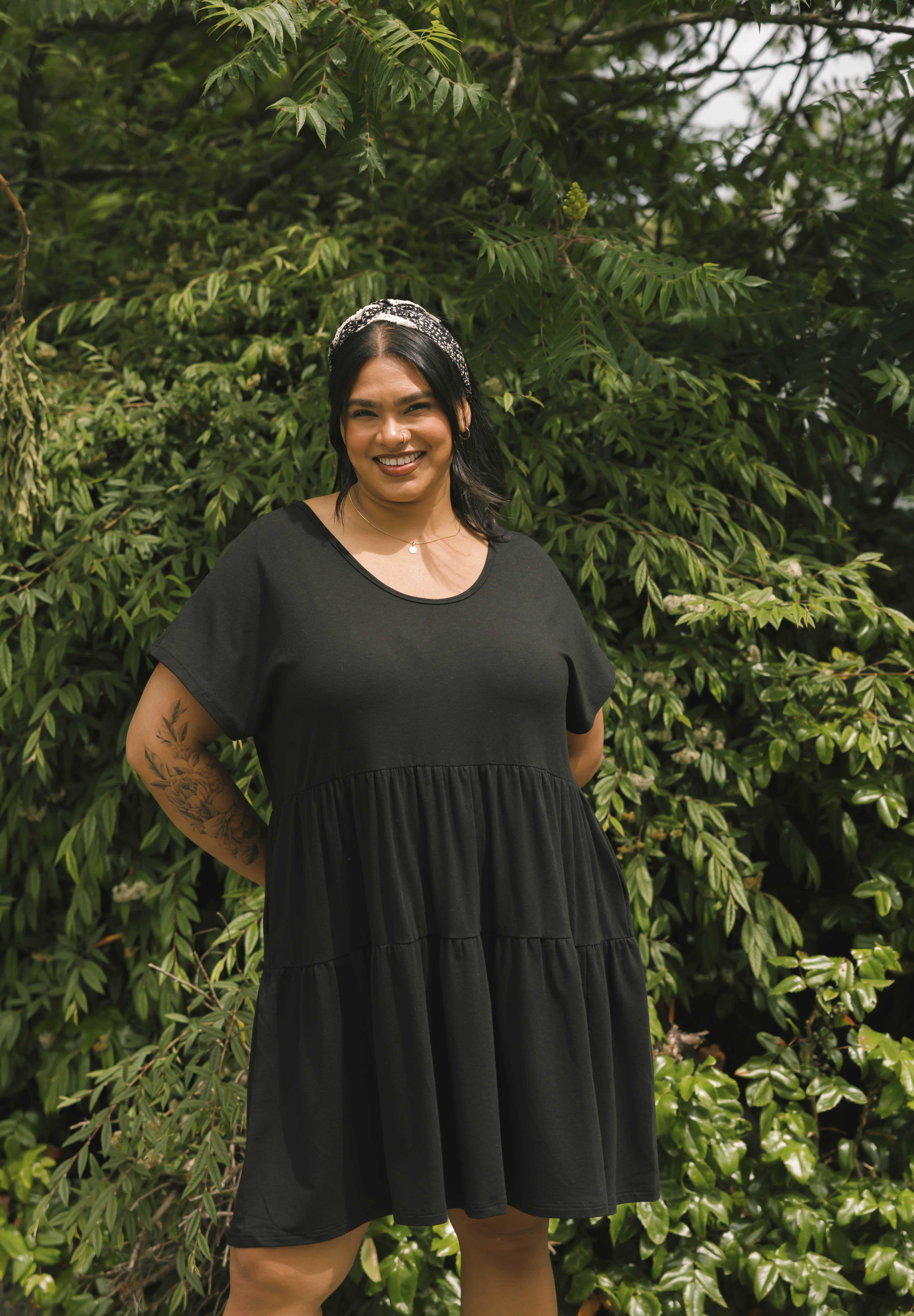 Gia Mini Dress in Midnight Black