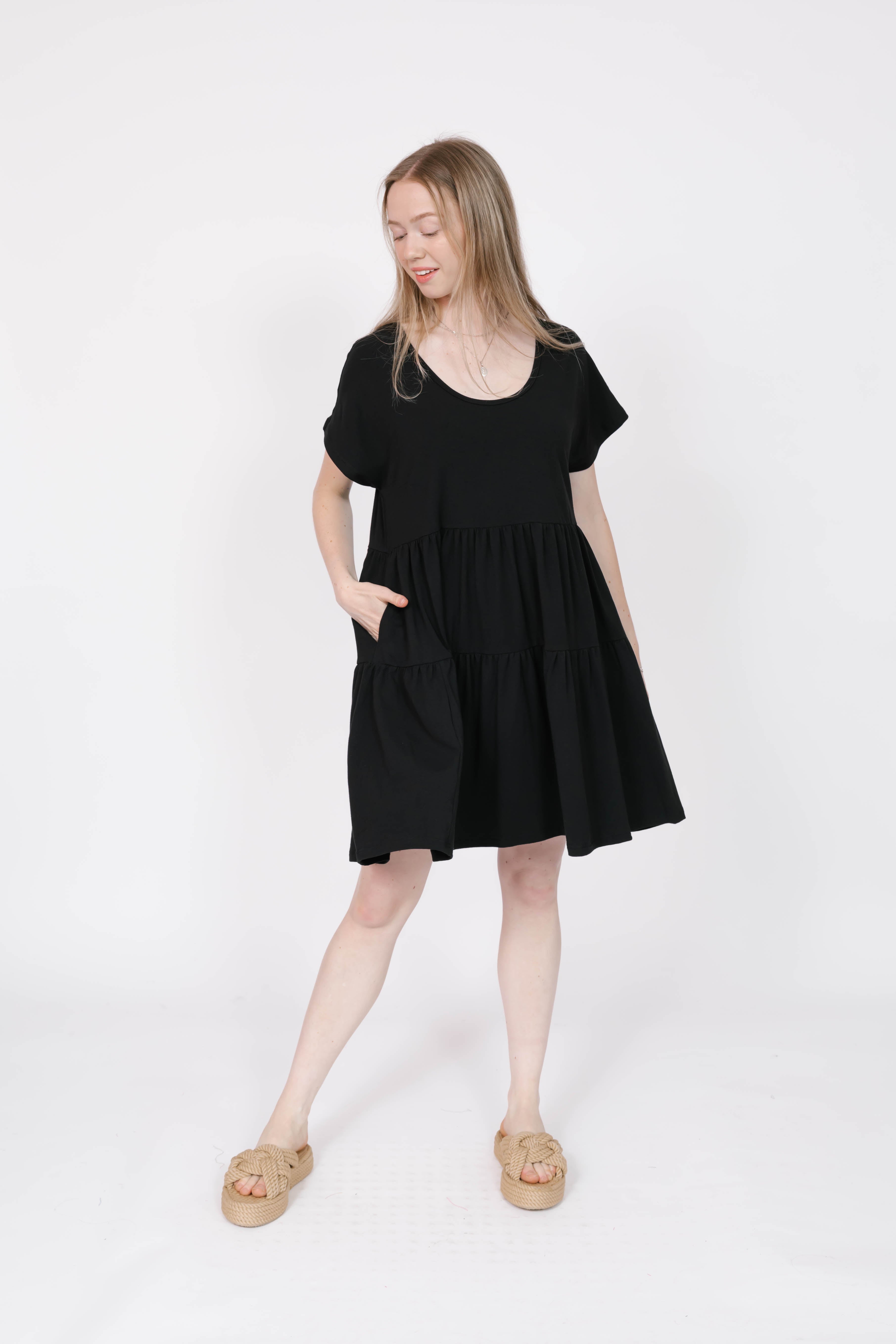 Gia Mini Dress in Midnight Black