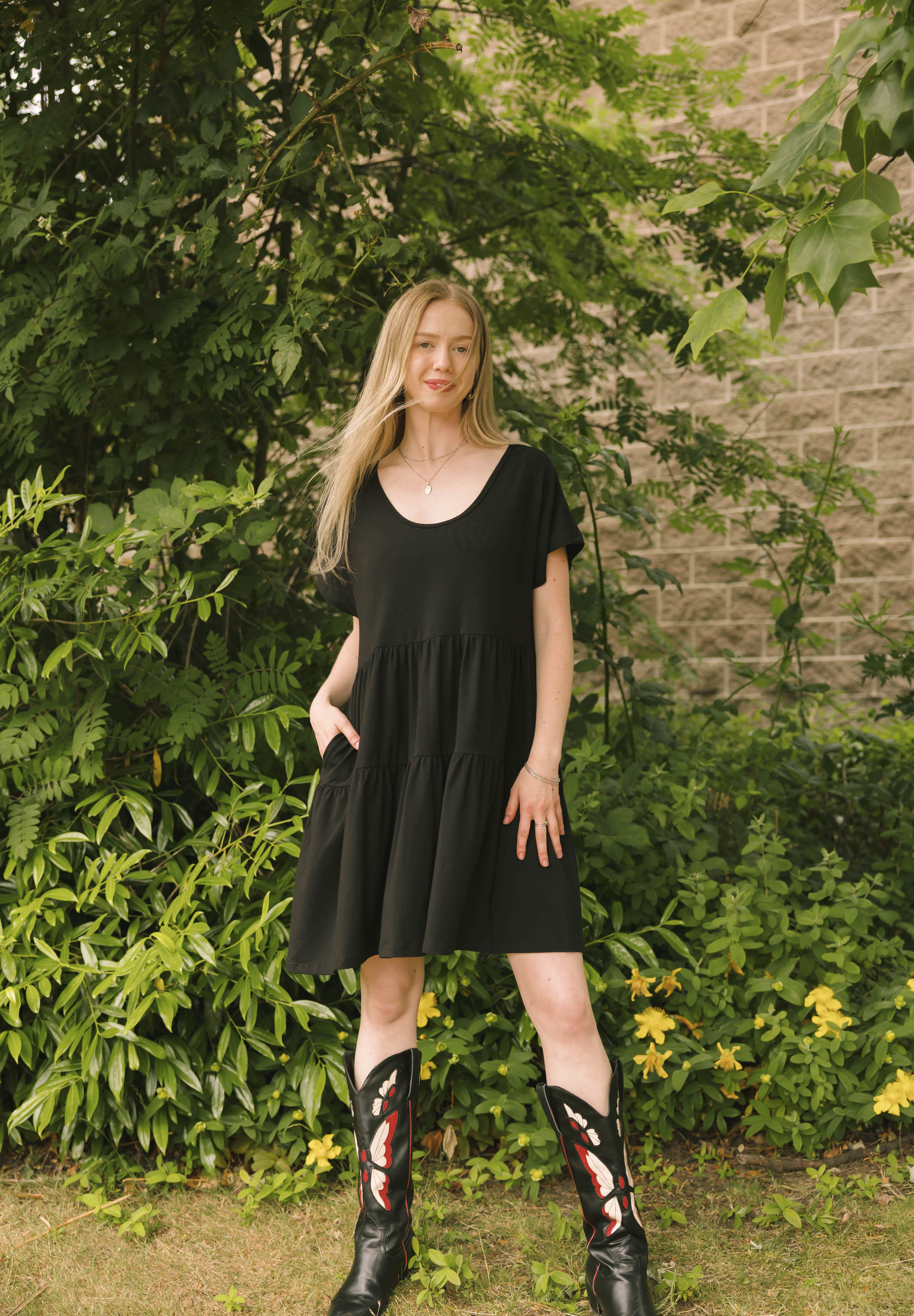 Gia Mini Dress in Midnight Black