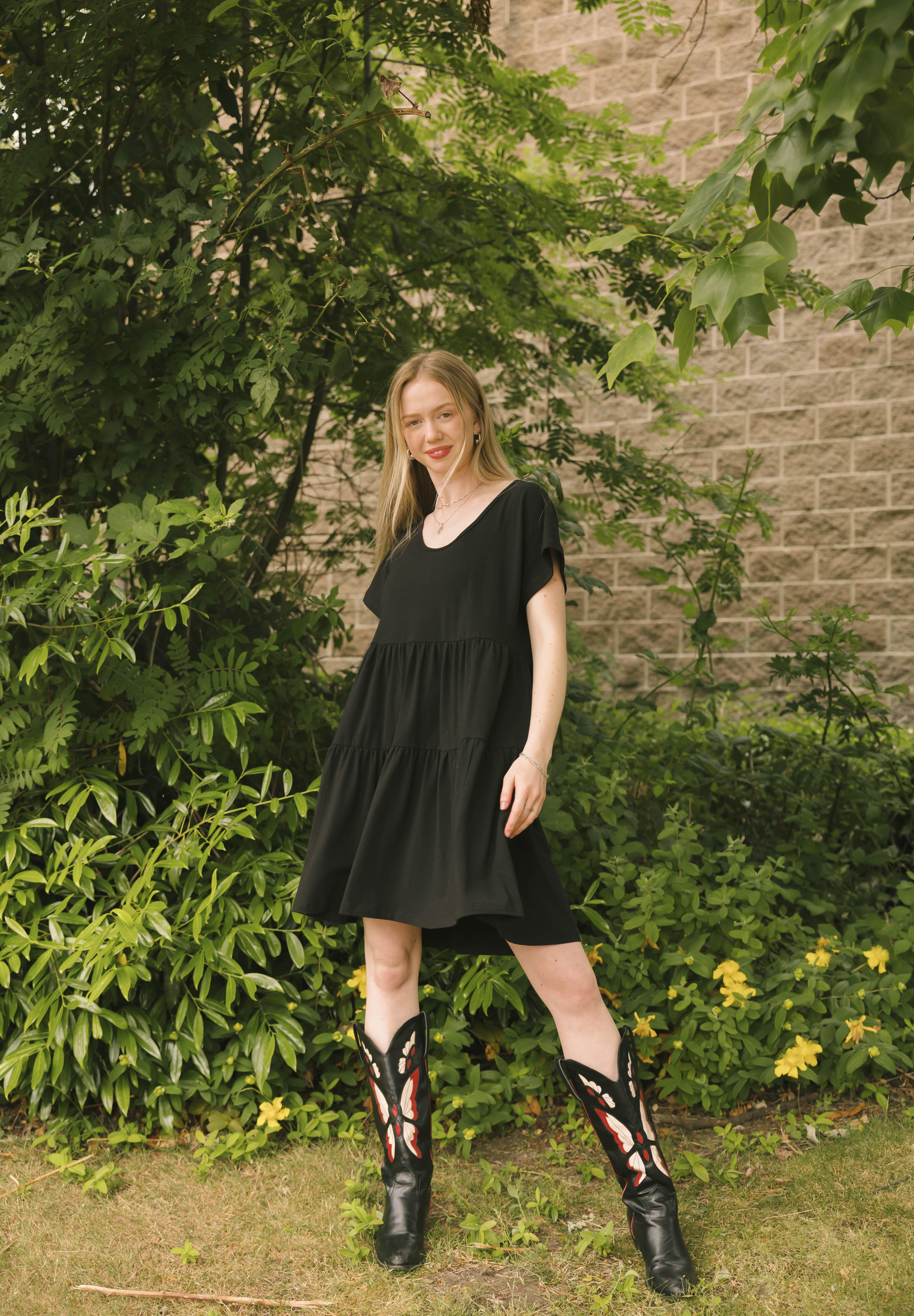 Gia Mini Dress in Midnight Black