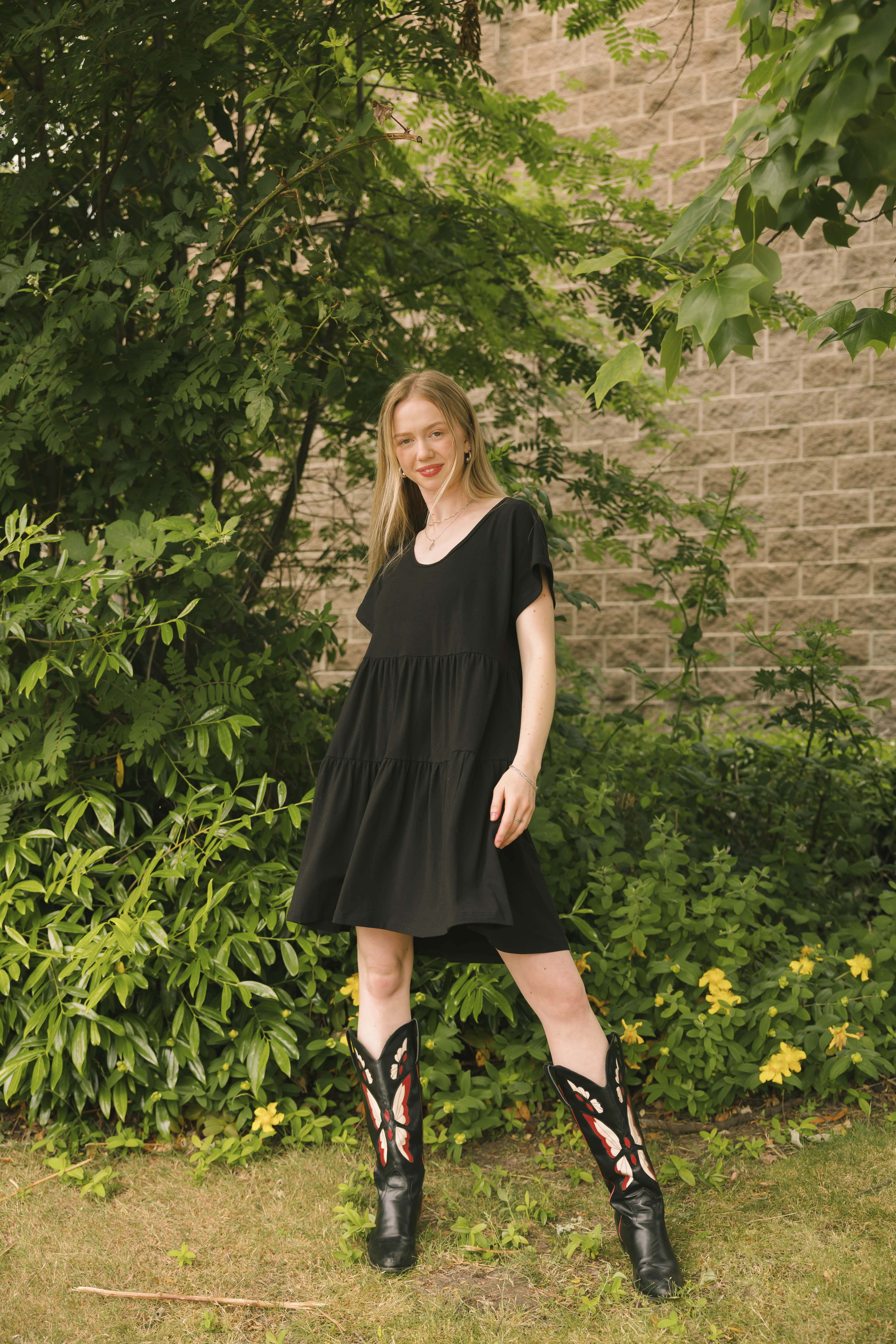 Gia Mini Dress in Midnight Black