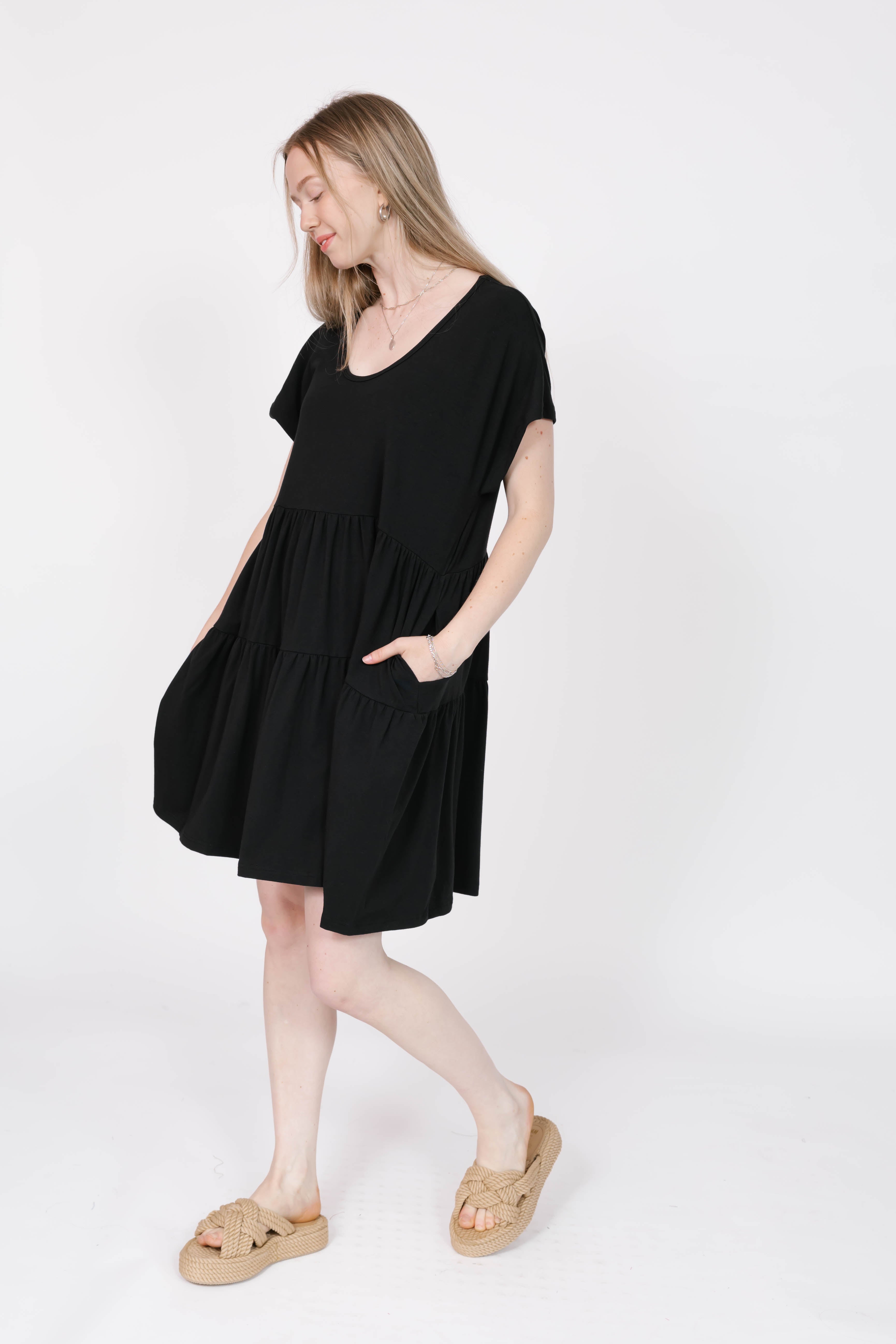 Gia Mini Dress in Midnight Black