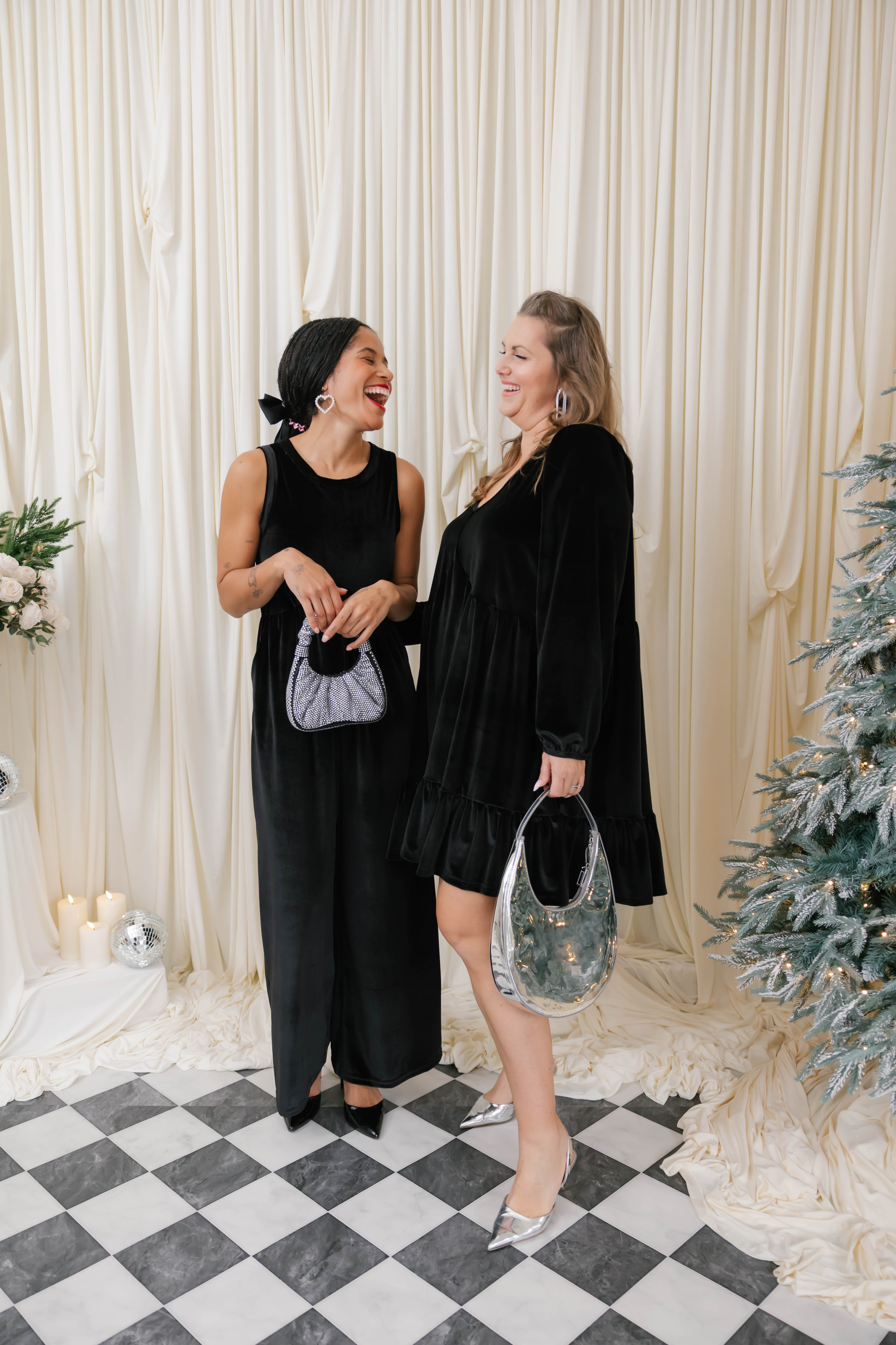 Gina Velvet Dress in Midnight Black