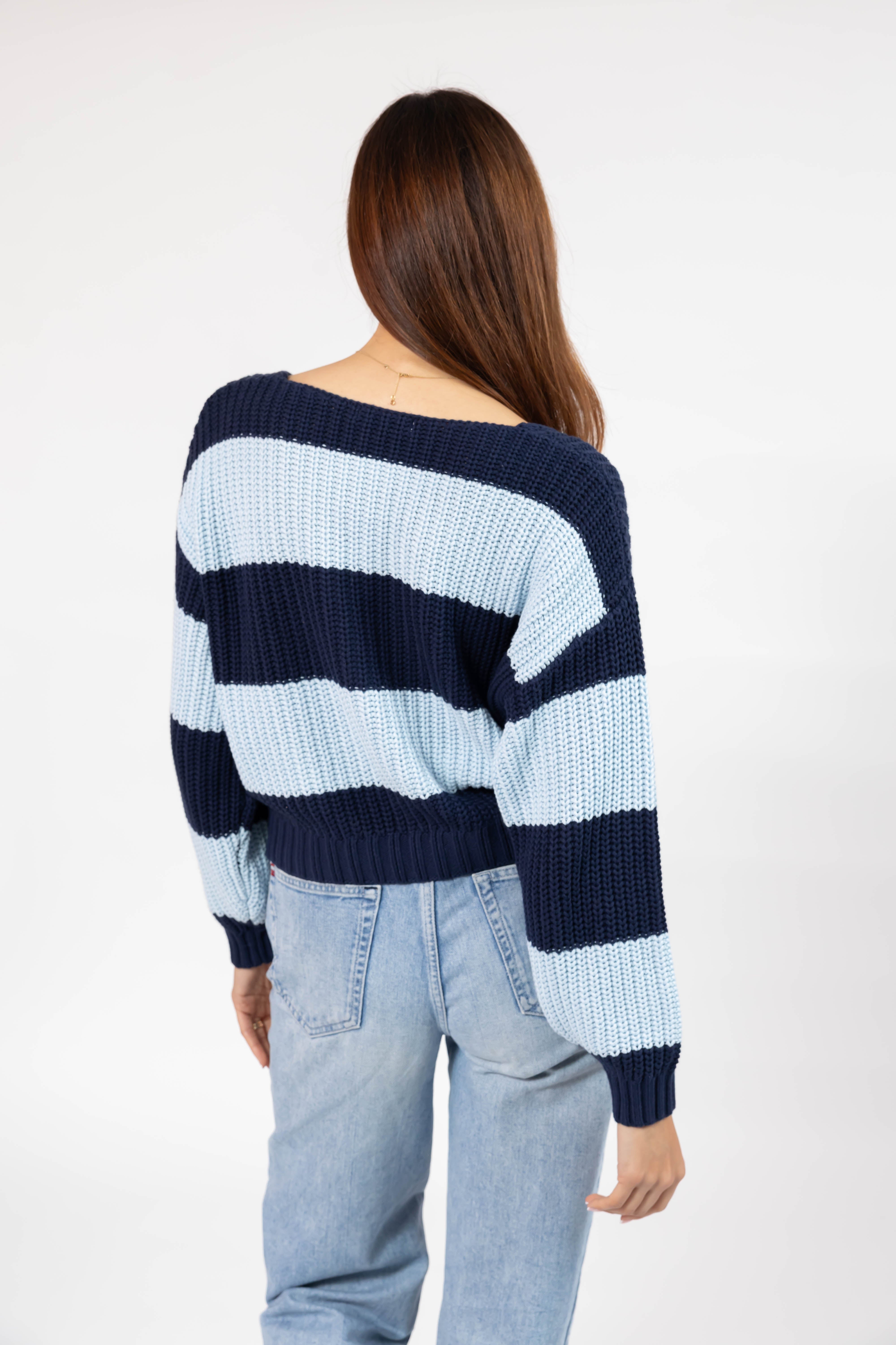 Gracie Cardigan in Blue Stripes