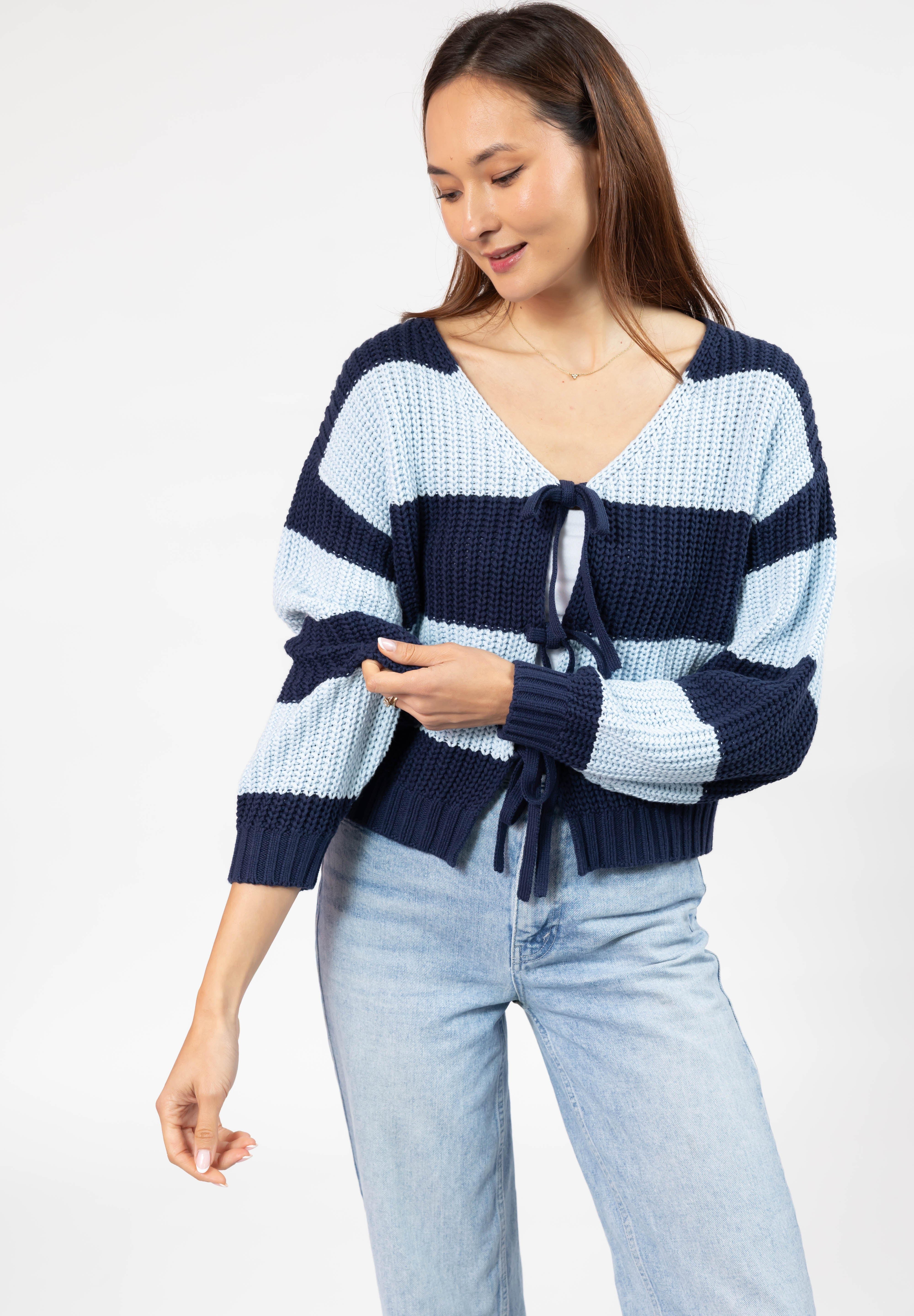 Gracie Cardigan in Blue Stripes