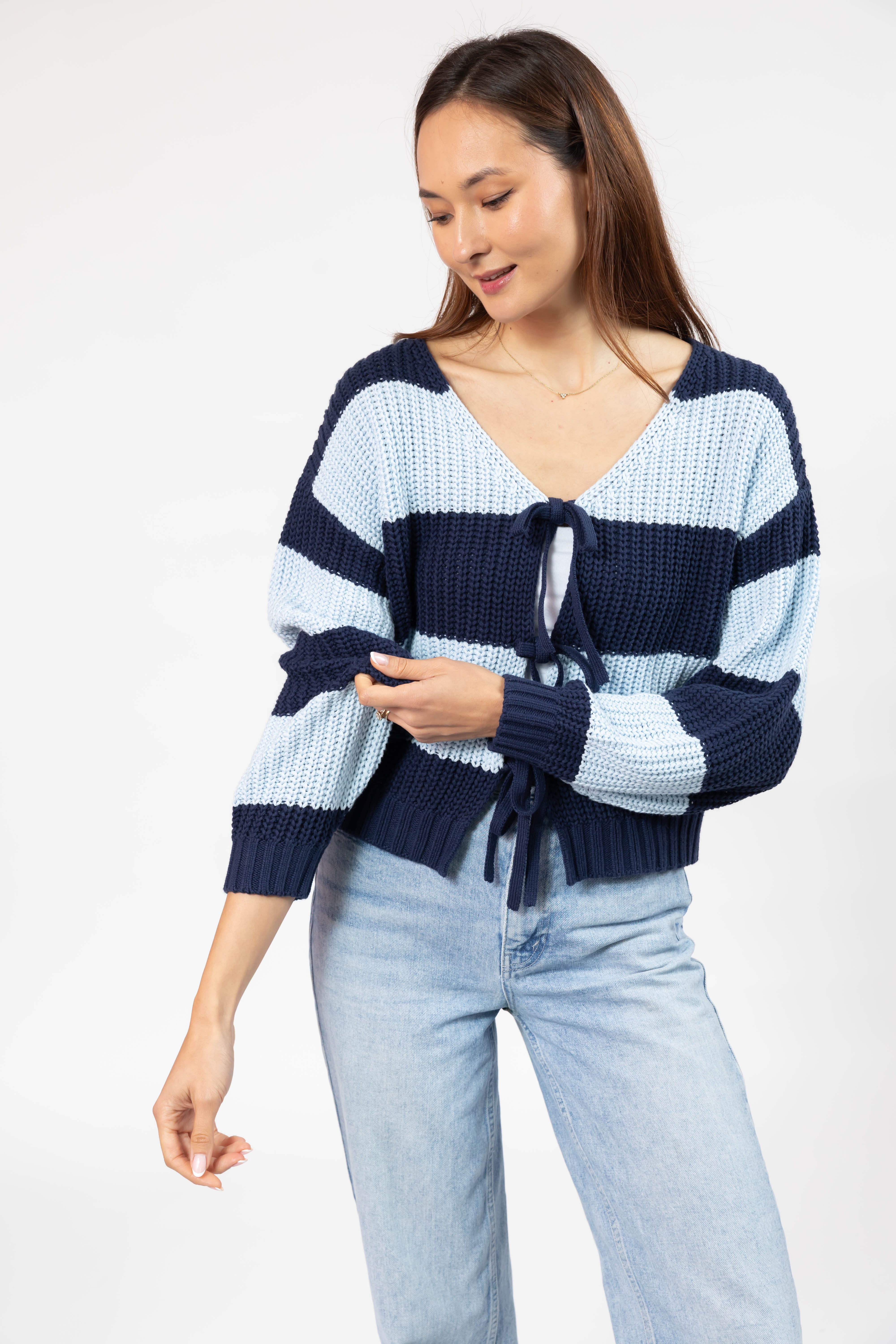 Gracie Cardigan in Blue Stripes