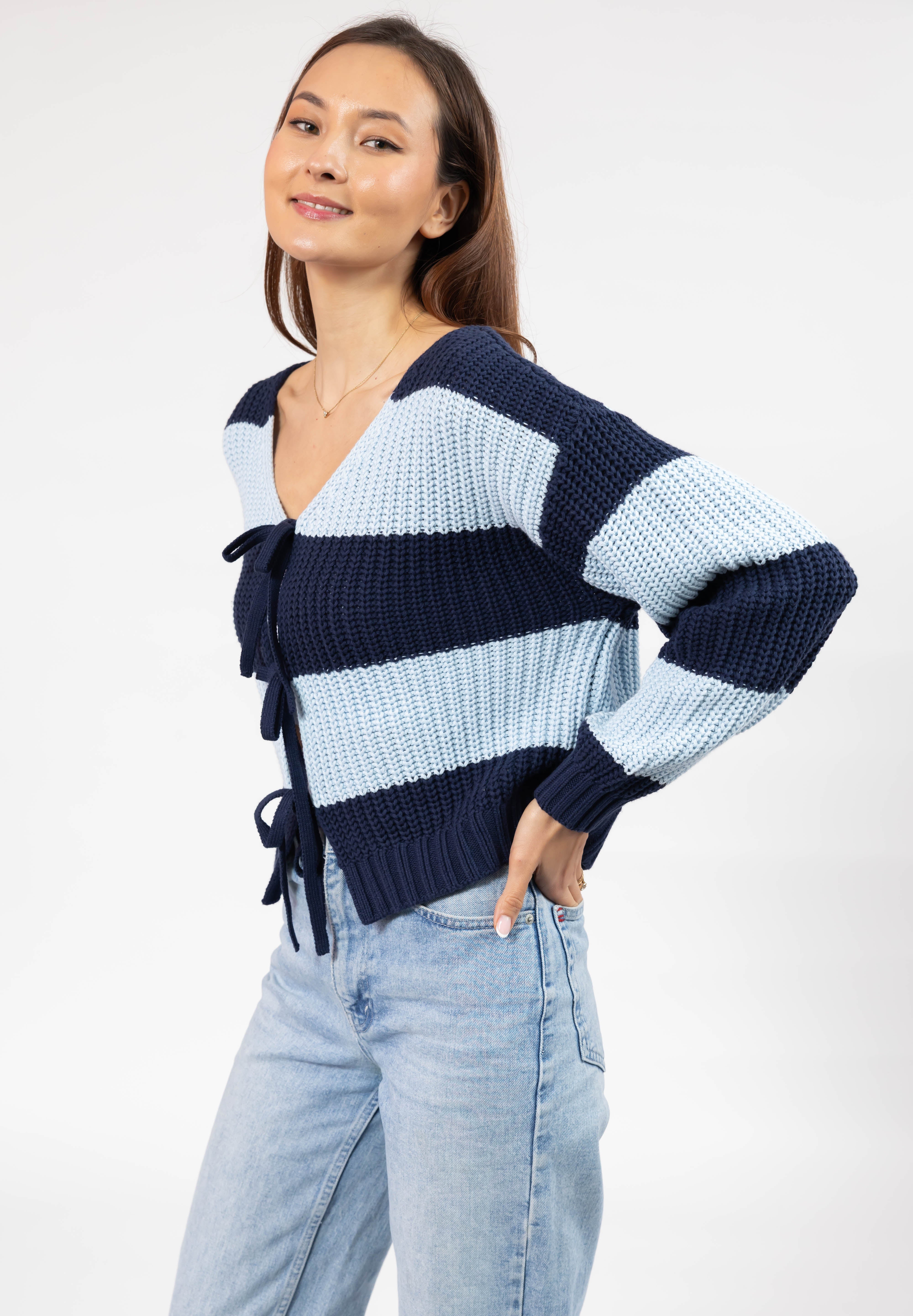 Gracie Cardigan in Blue Stripes