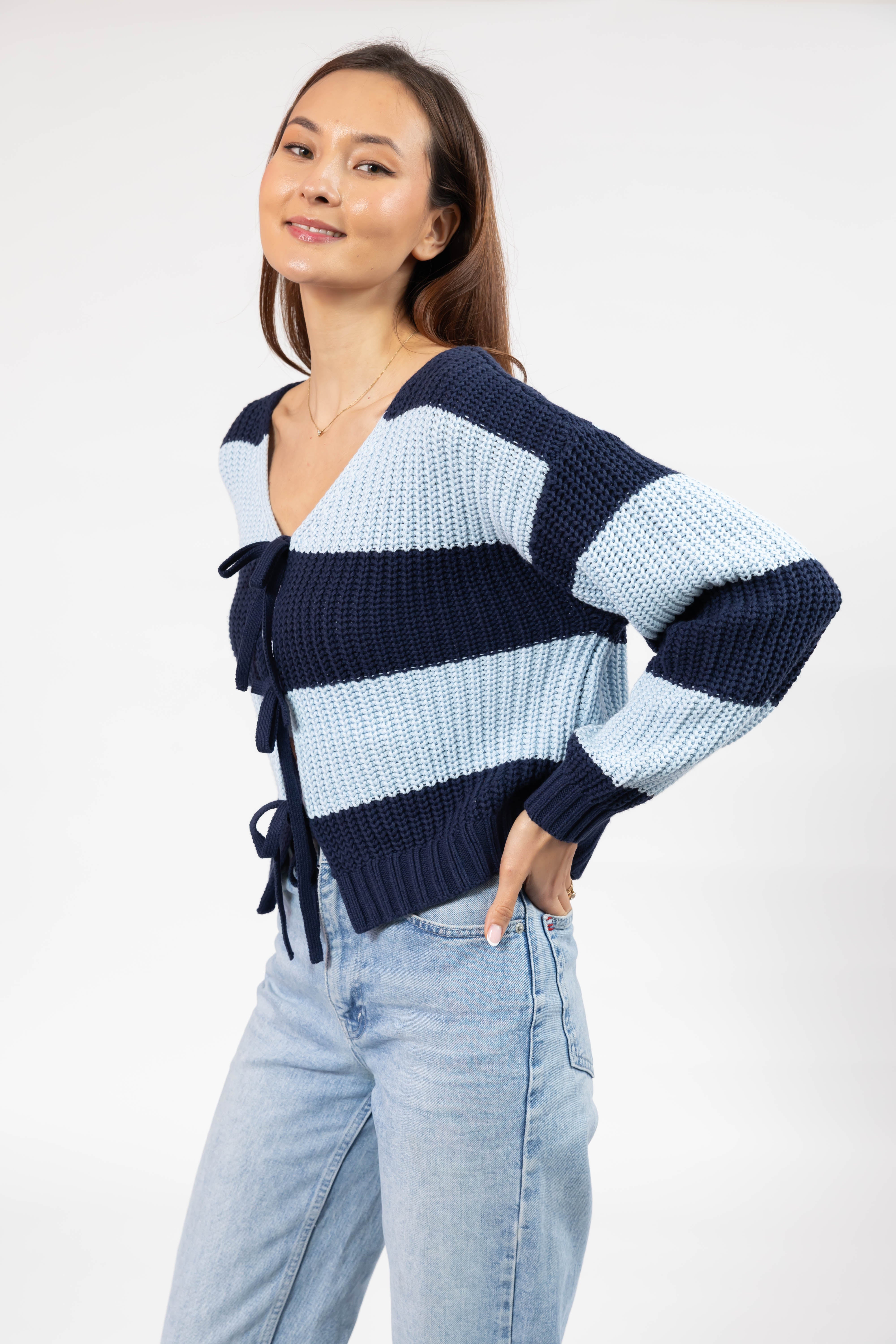 Gracie Cardigan in Blue Stripes