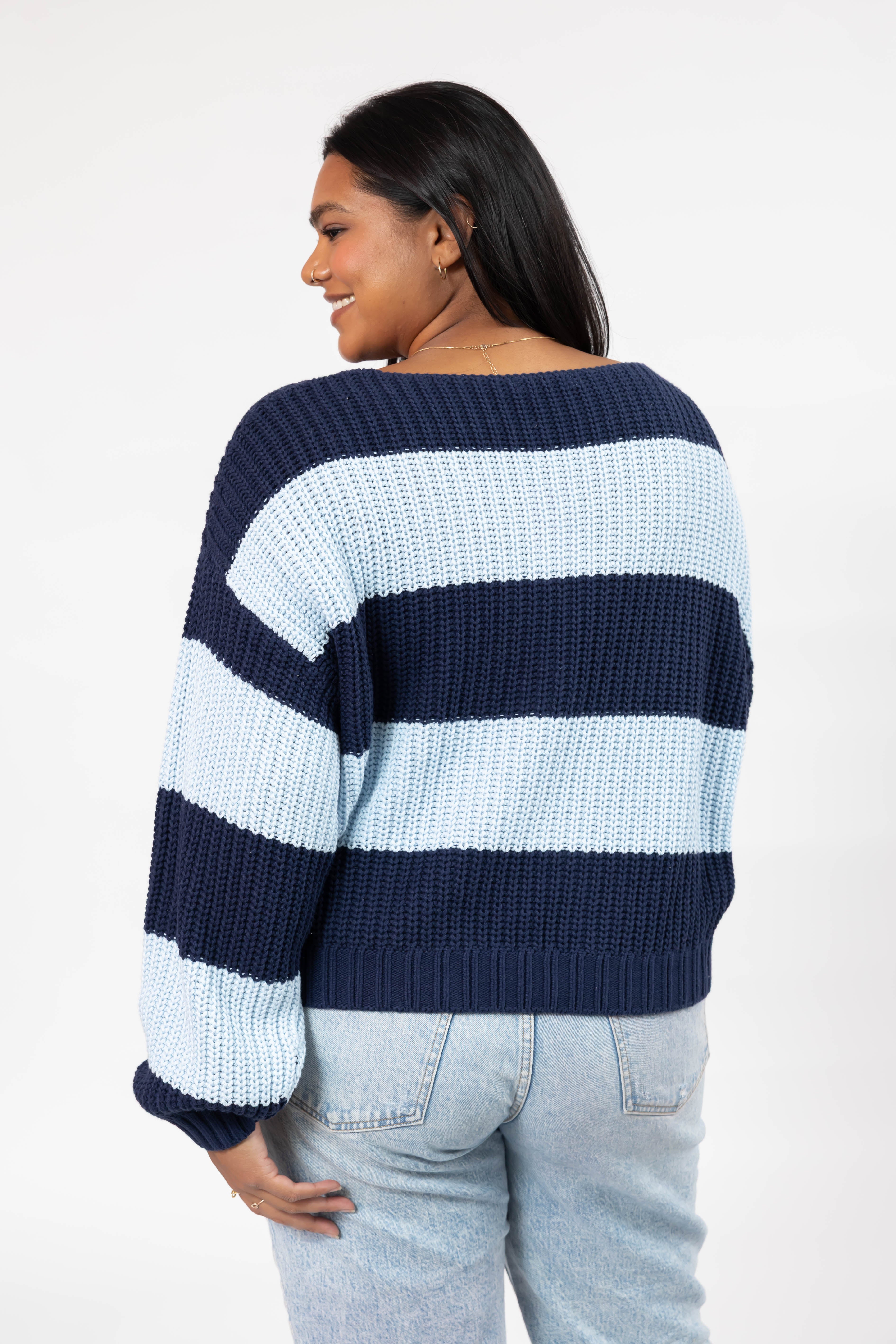 Gracie Cardigan in Blue Stripes
