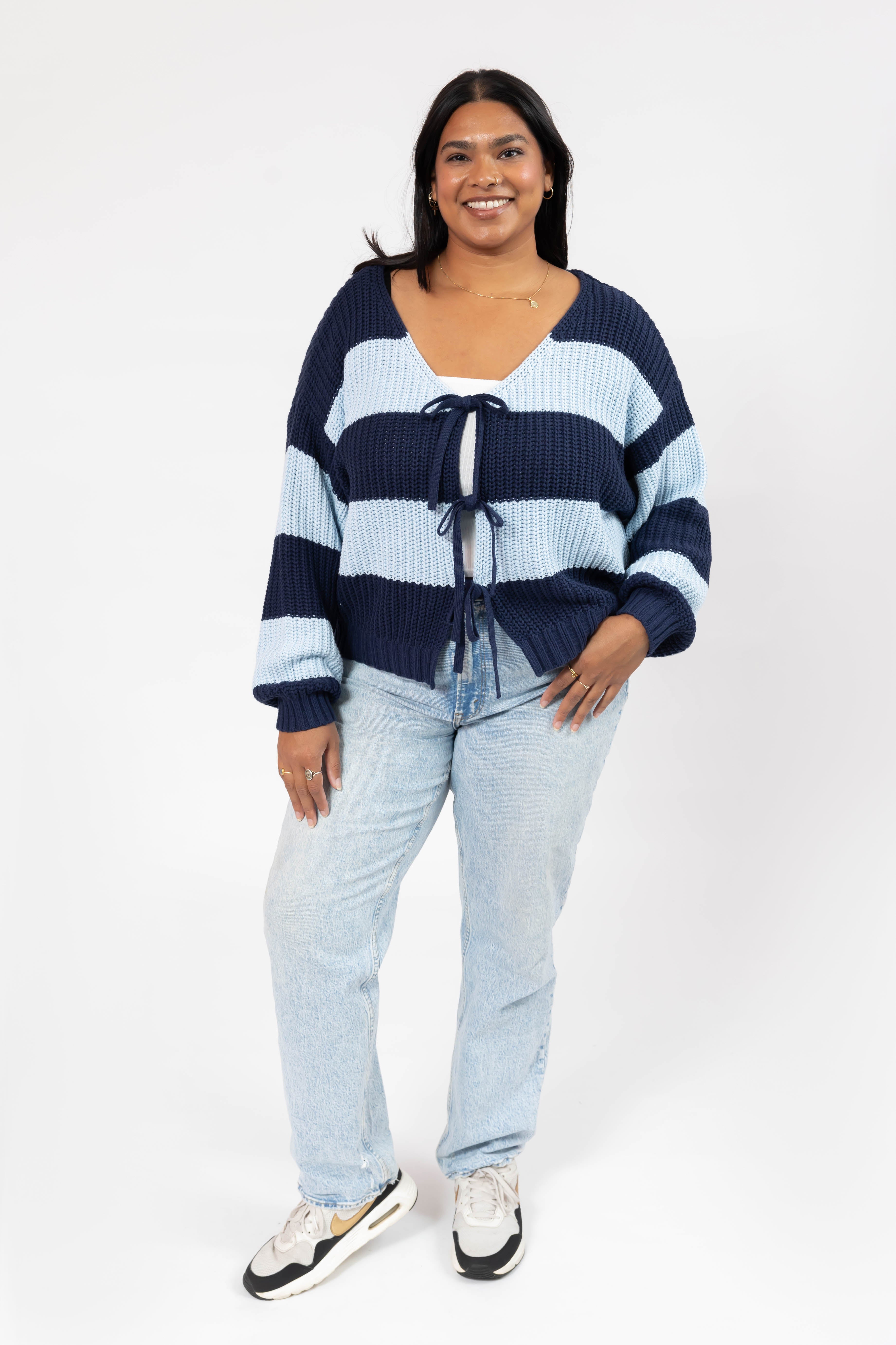 Gracie Cardigan in Blue Stripes