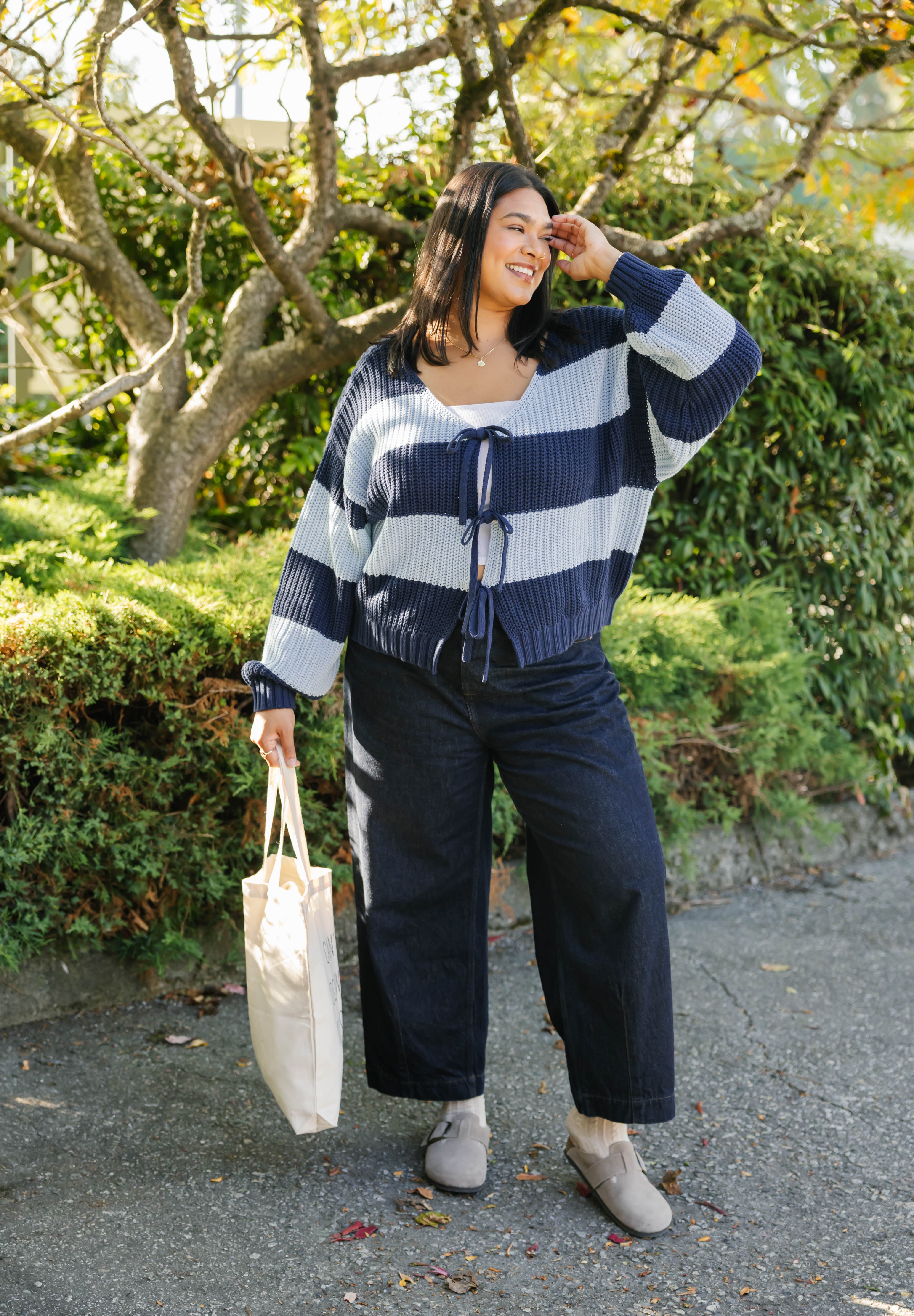 Gracie Cardigan in Blue Stripes