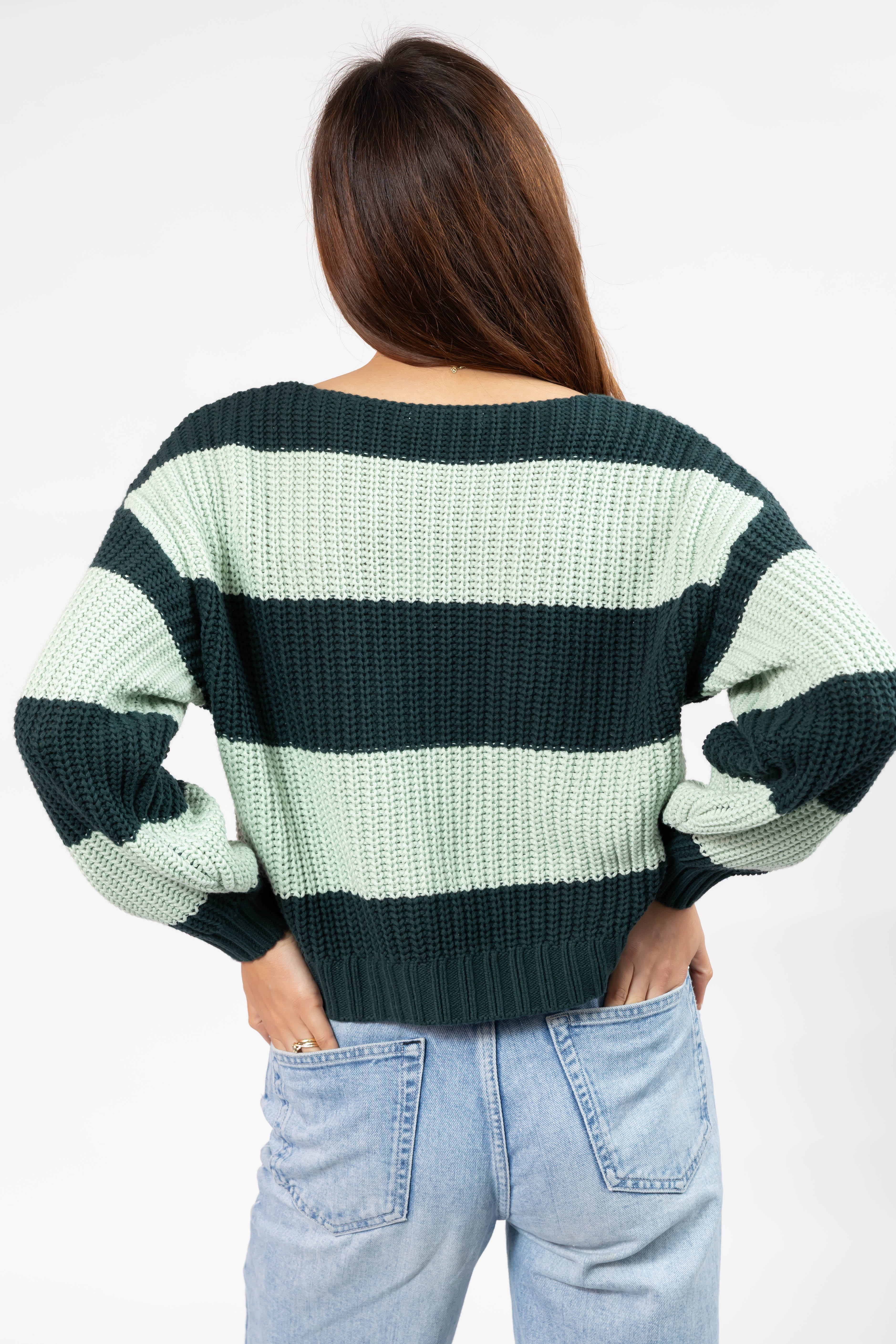 Gracie Cardigan in Green Stripes