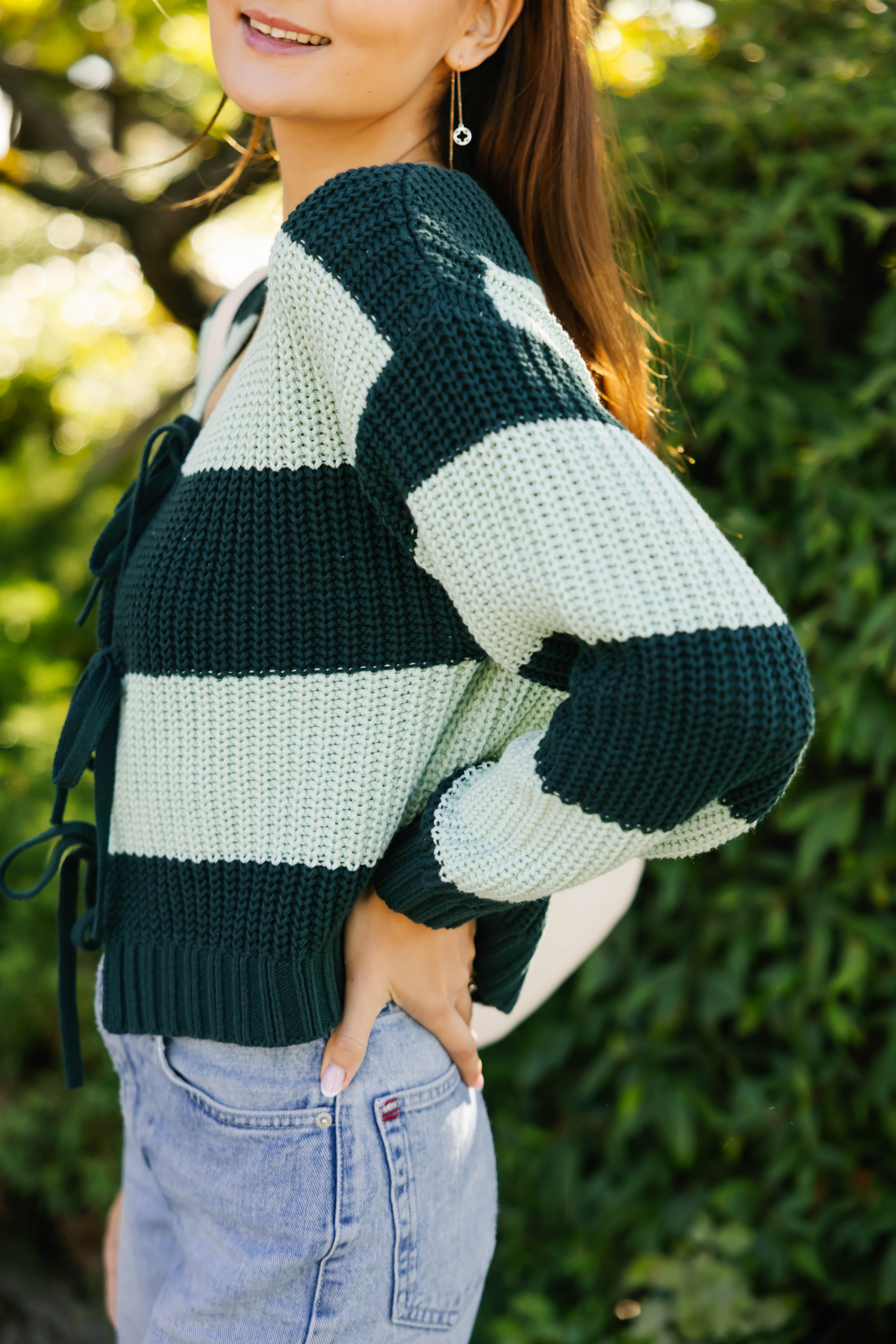 Gracie Cardigan in Green Stripes