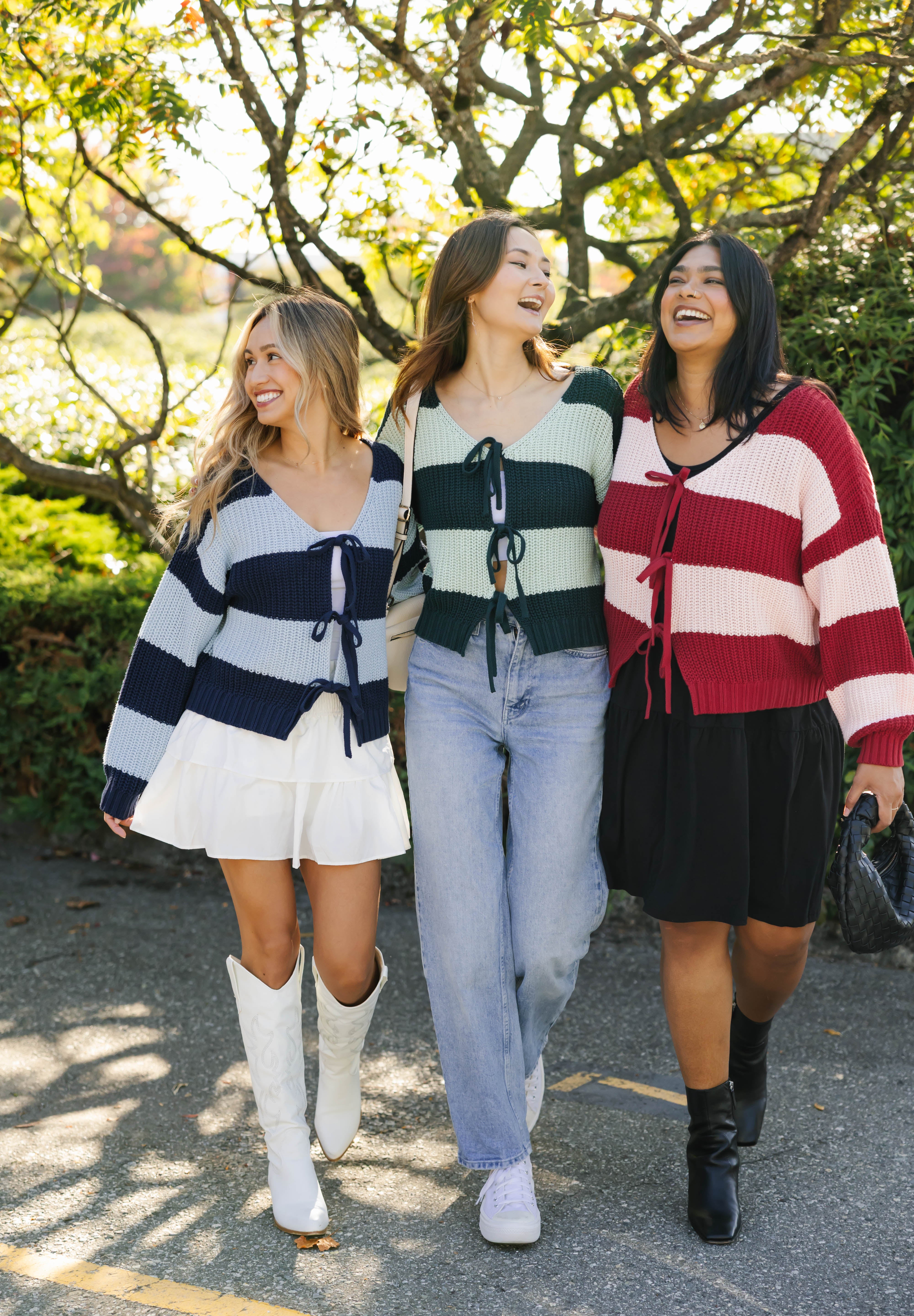 Gracie Cardigan in Green Stripes