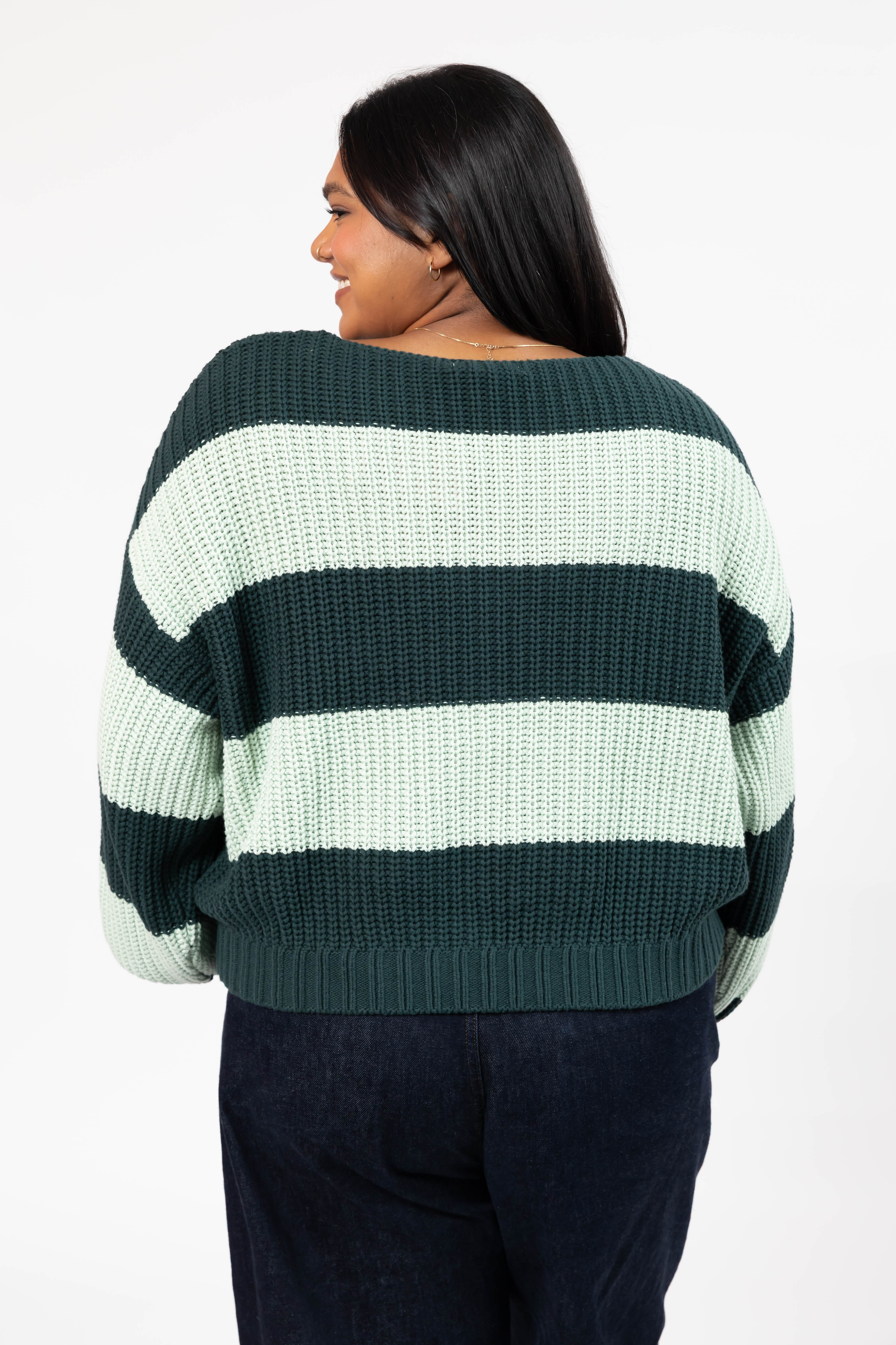 Gracie Cardigan in Green Stripes