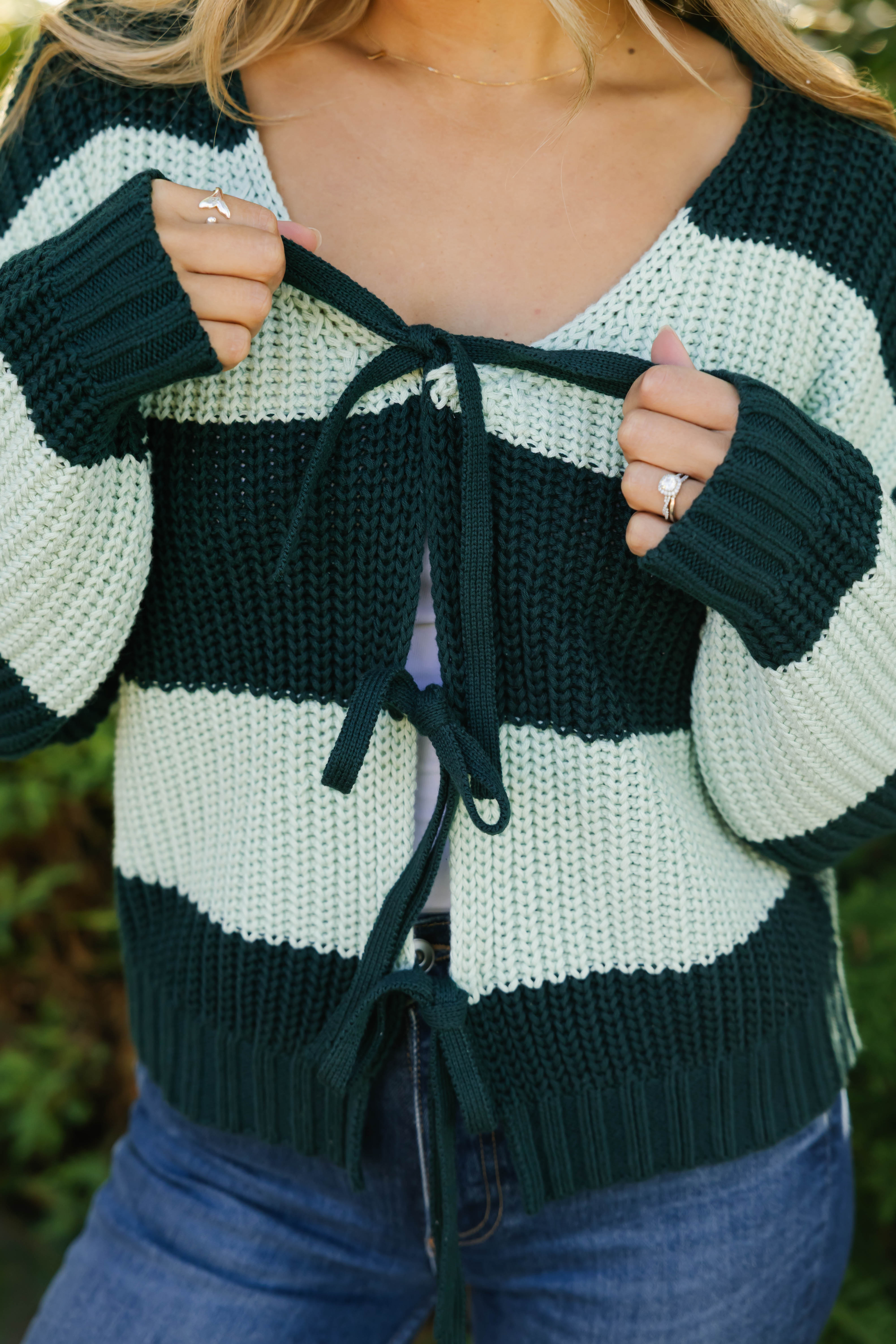 Gracie Cardigan in Green Stripes