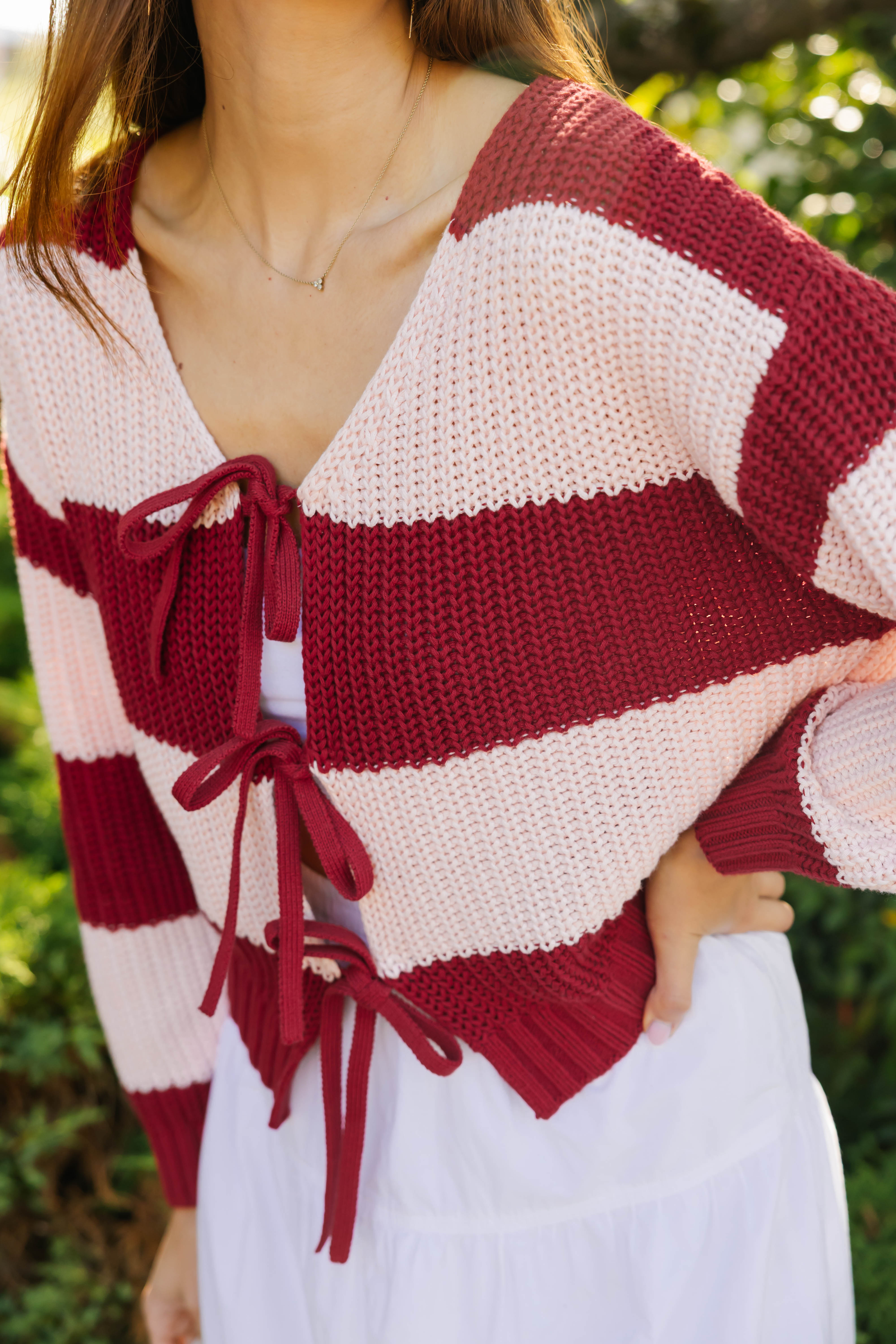 Gracie Cardigan in Red/Pink Stripes