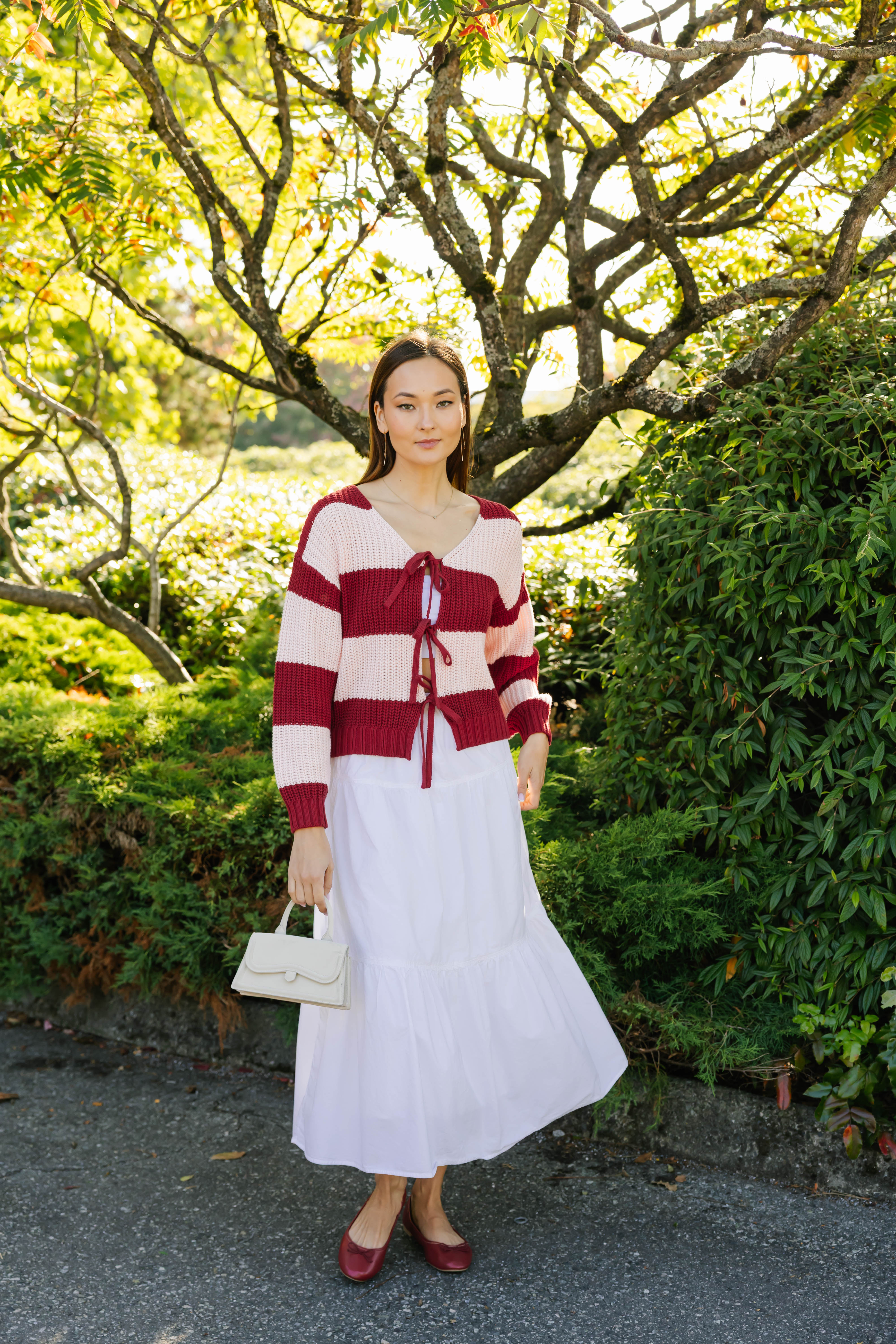 Gracie Cardigan in Red/Pink Stripes