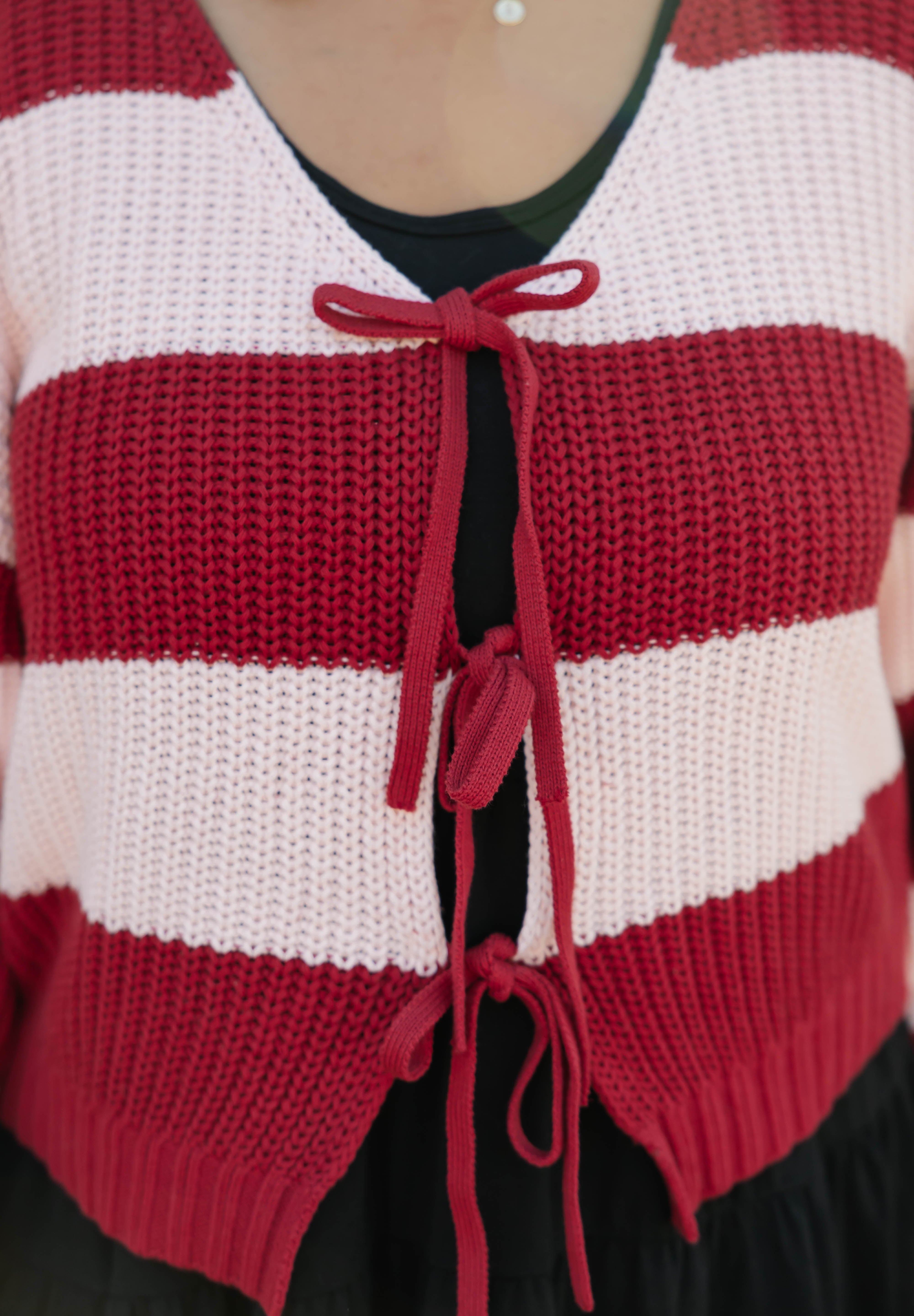 Gracie Cardigan in Red/Pink Stripes