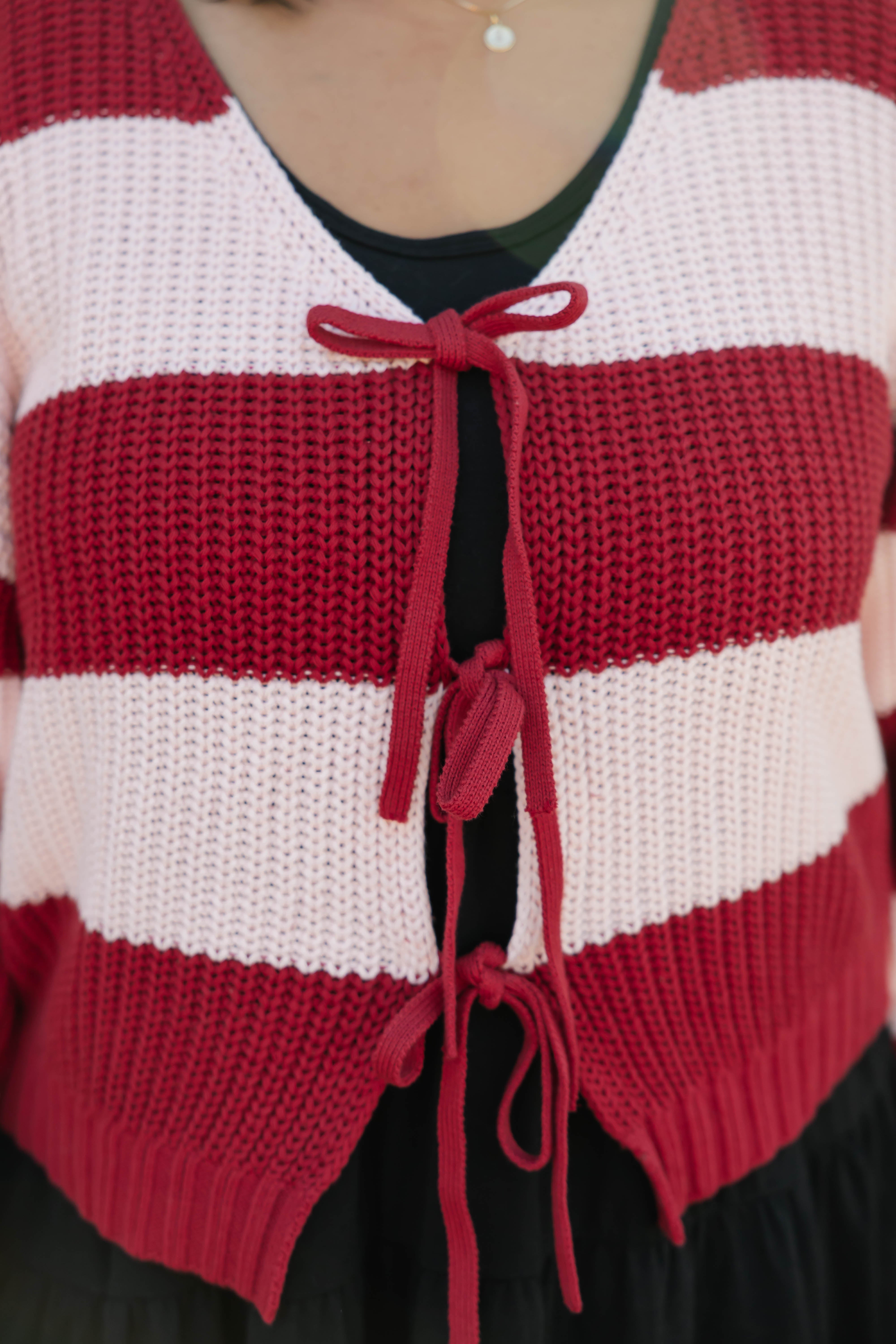 Gracie Cardigan in Red/Pink Stripes