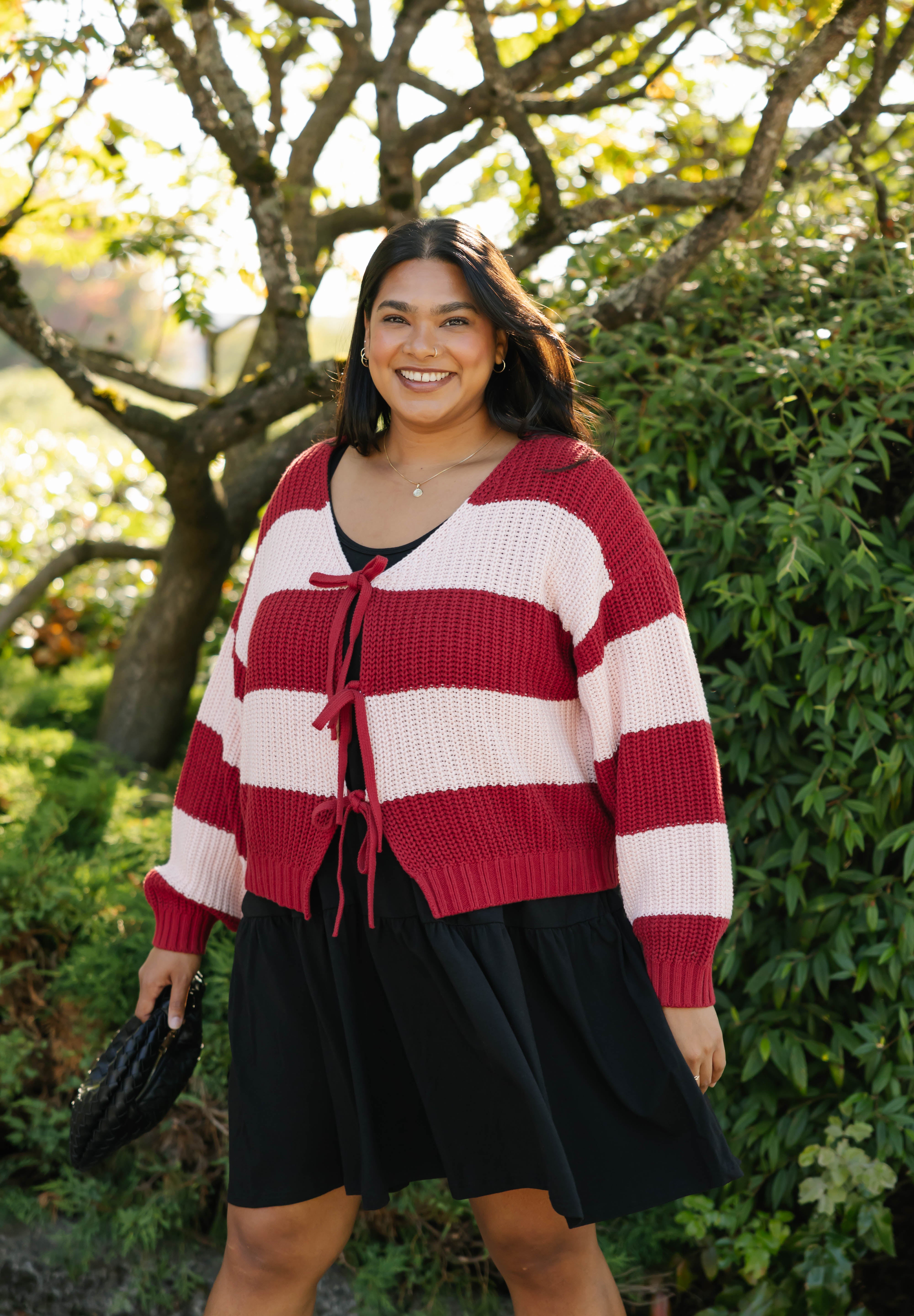 Gracie Cardigan in Red/Pink Stripes