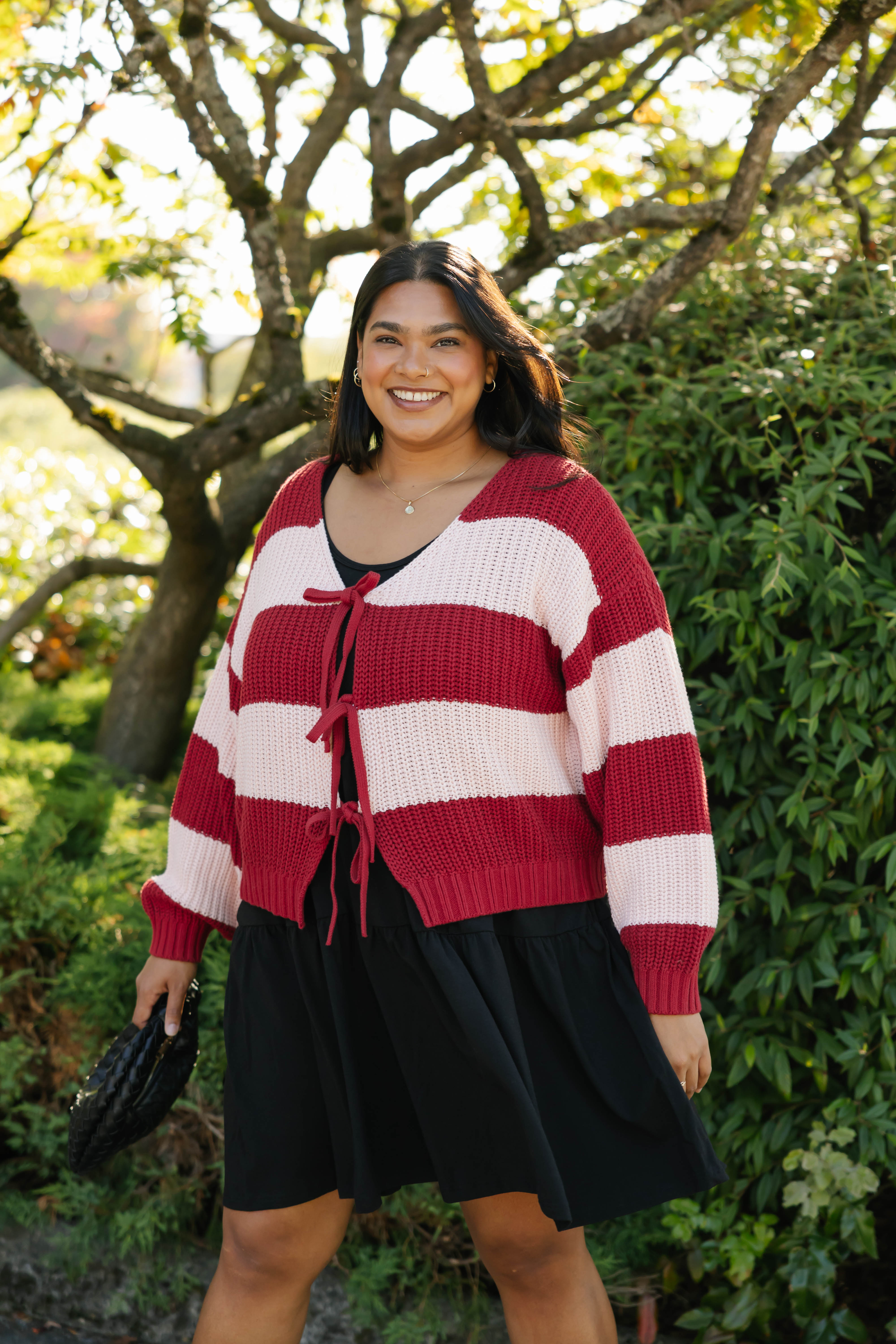 Gracie Cardigan in Red/Pink Stripes