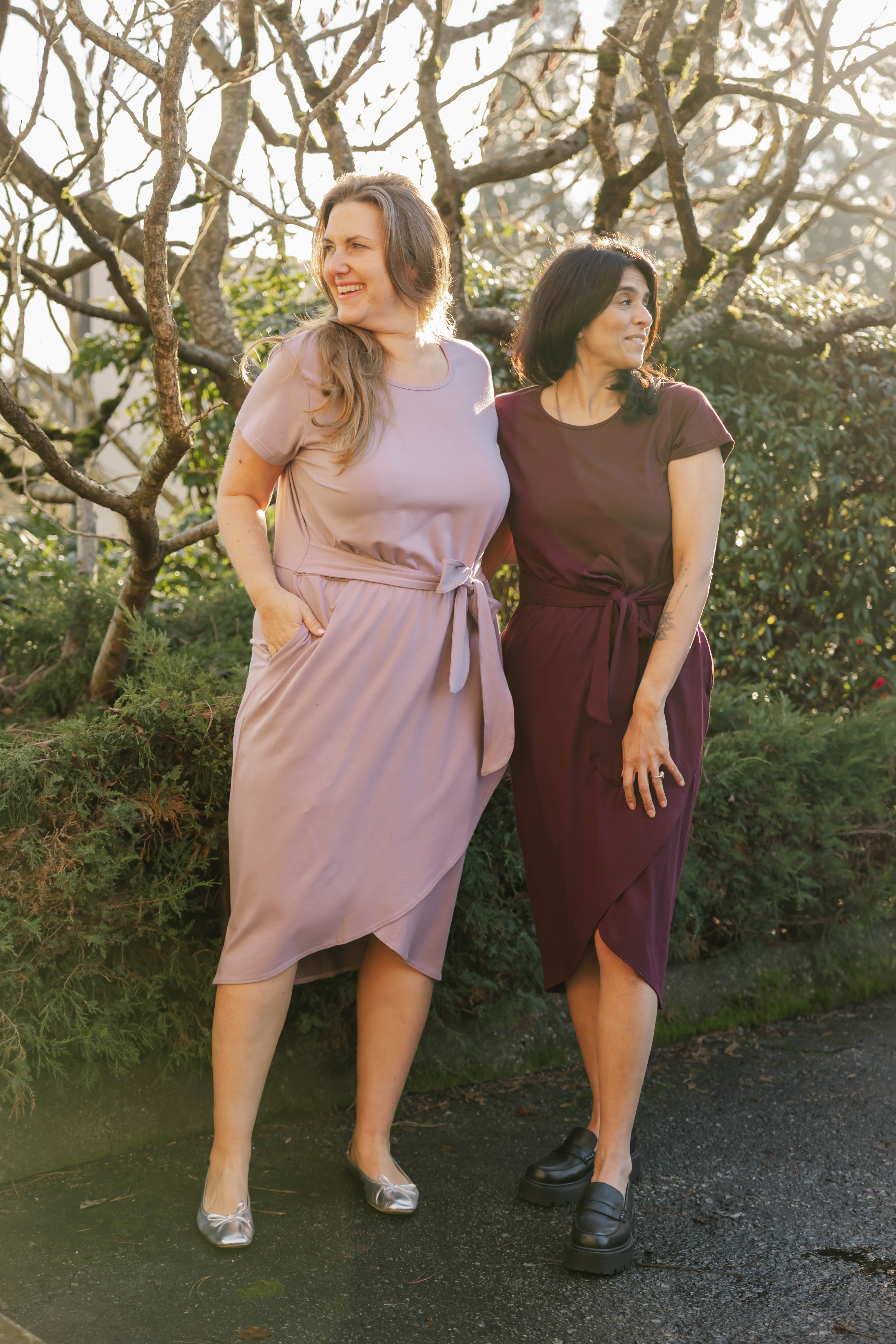 Rebecca Wrap Midi Dress in Dusty Lilac