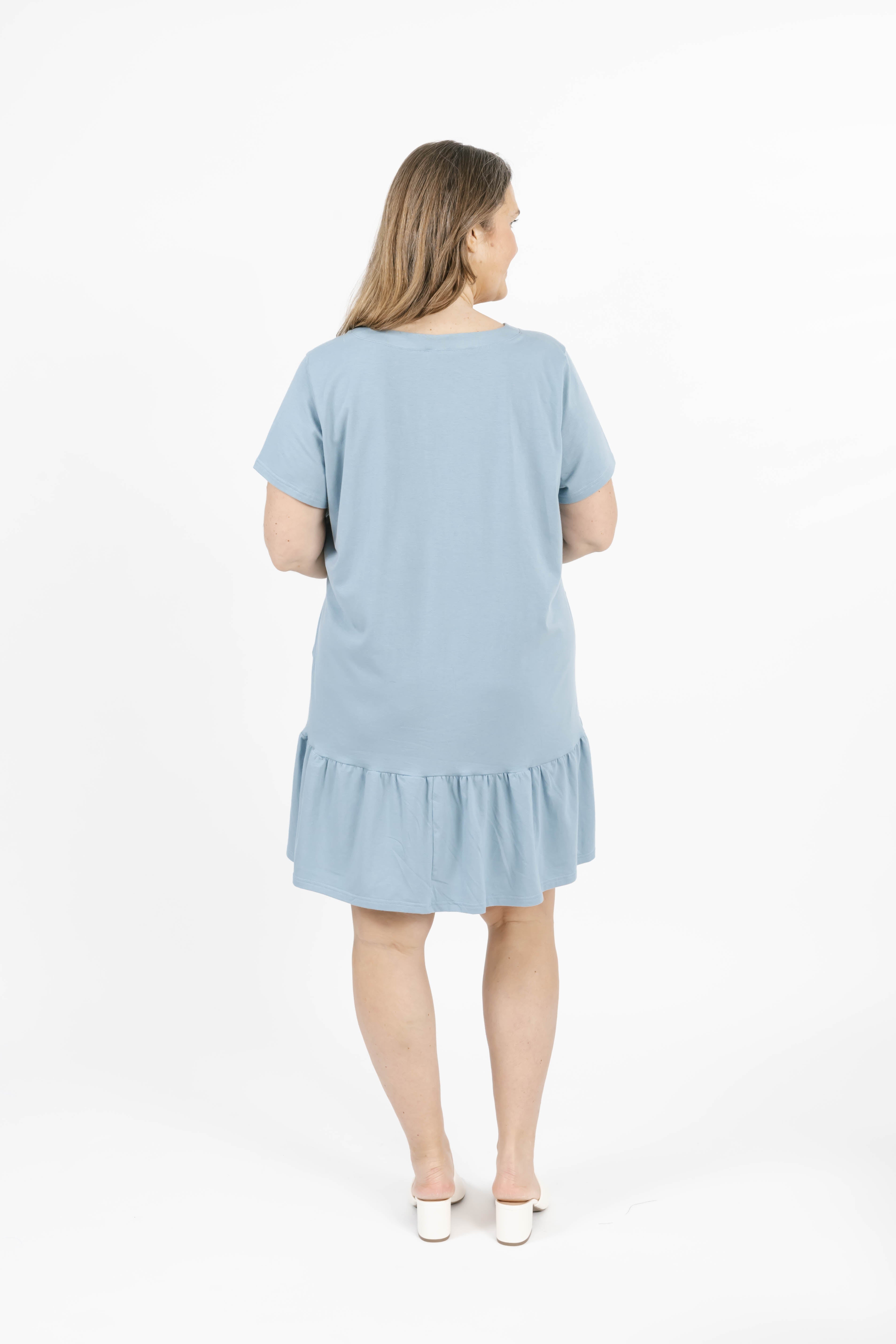 Hailey Mini Dress in Dusty Blue