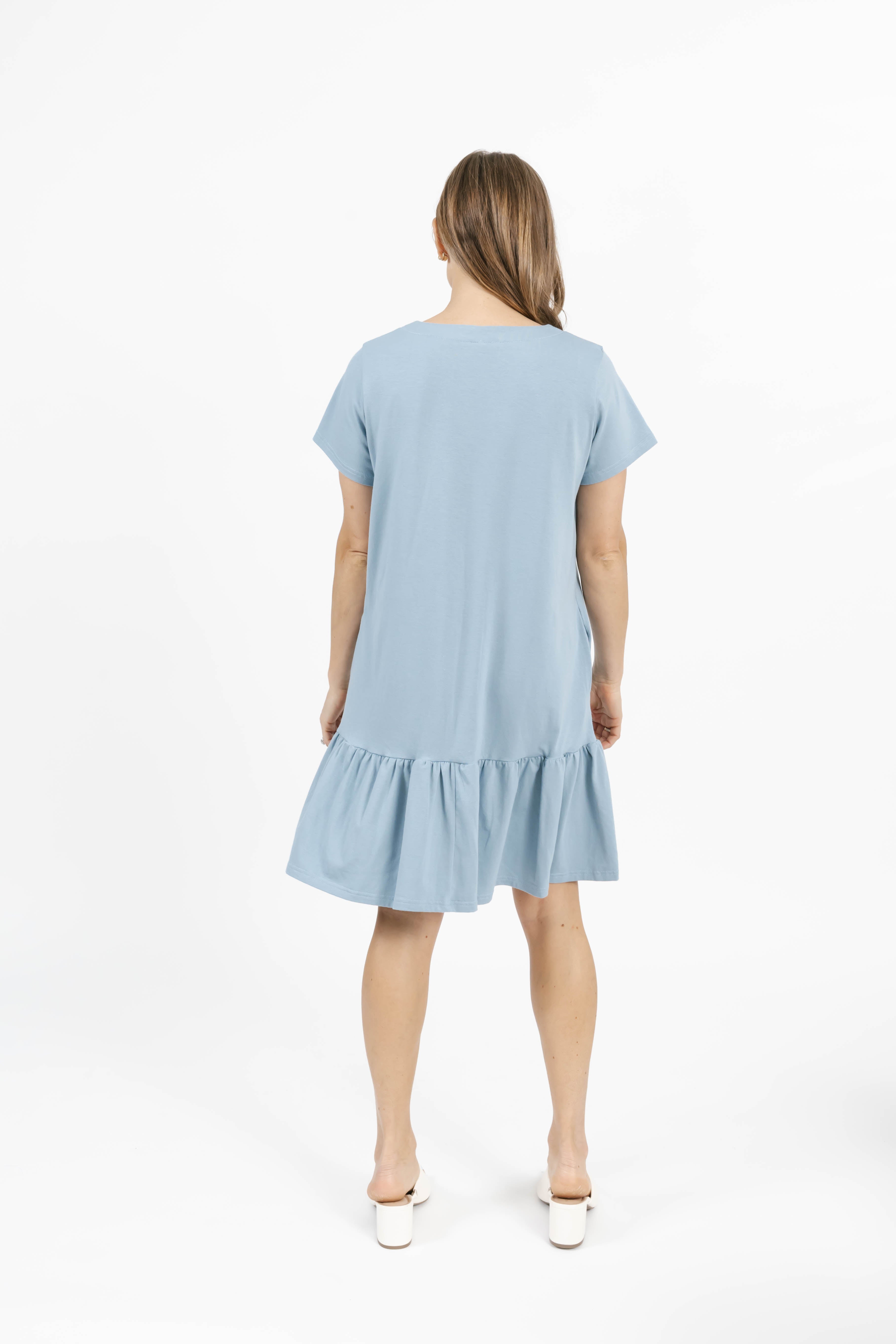 Hailey Mini Dress in Dusty Blue – Smash + Tess