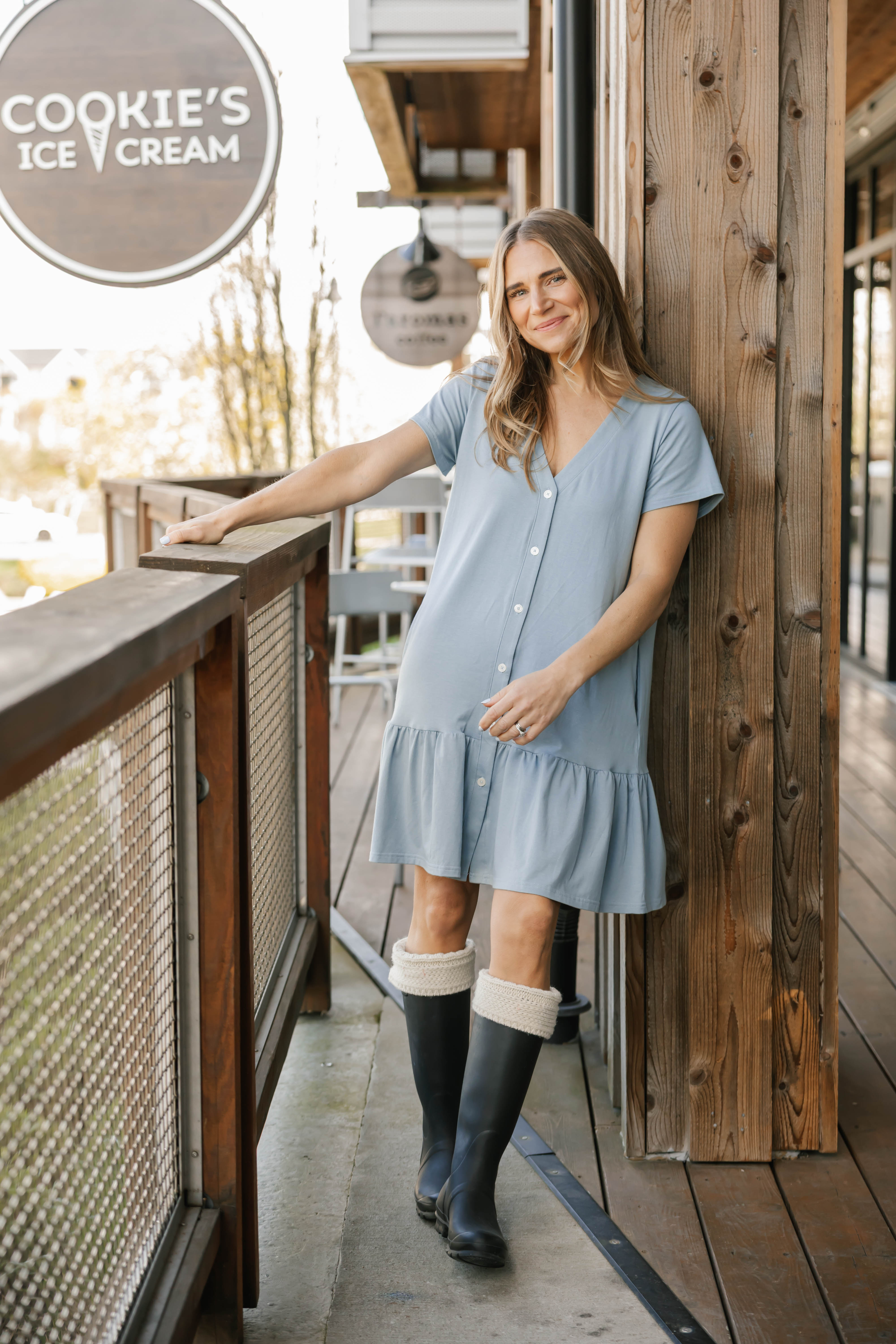 Hailey Mini Dress in Dusty Blue – Smash + Tess