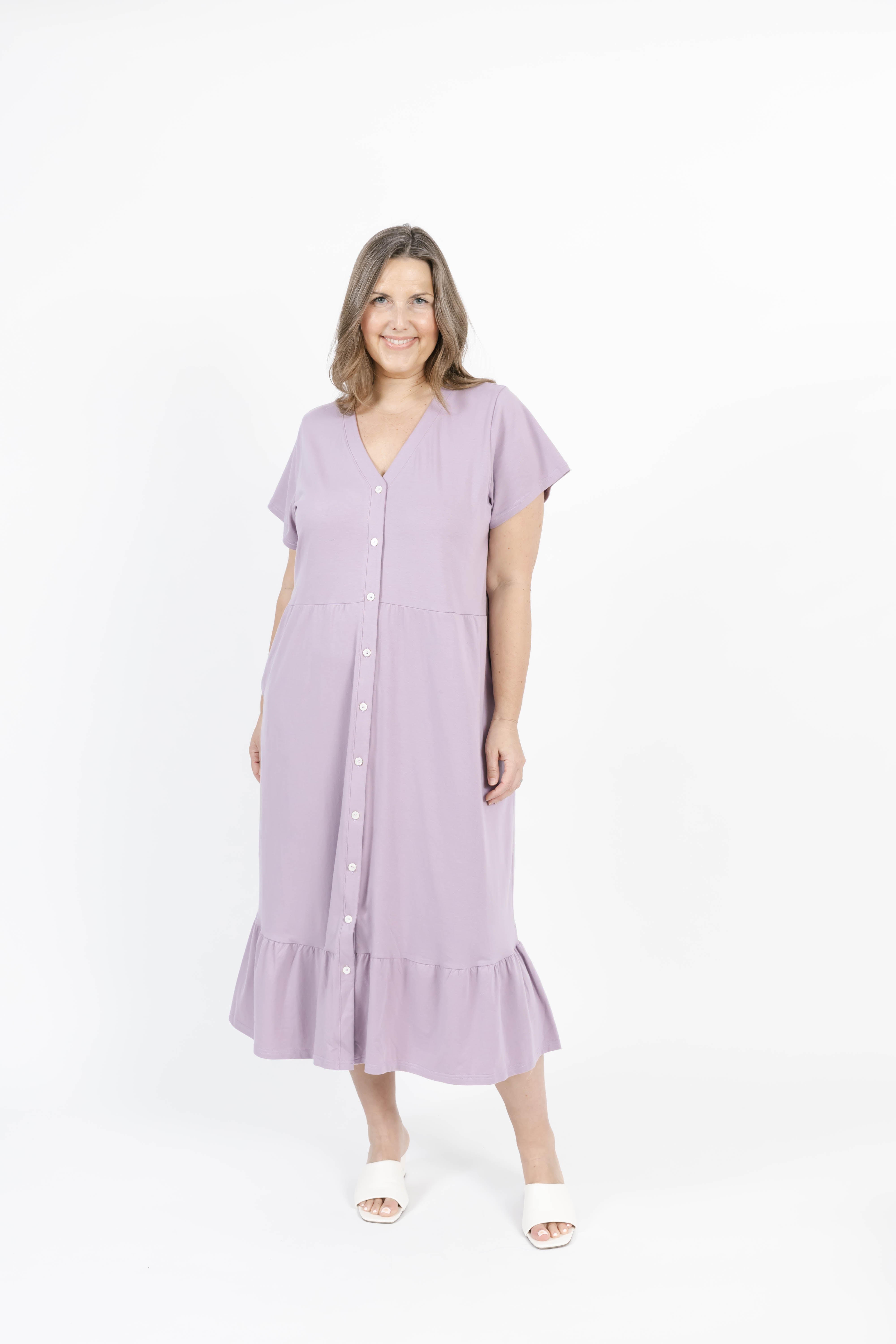 Hailey Midi Dress in Dusty Lilac