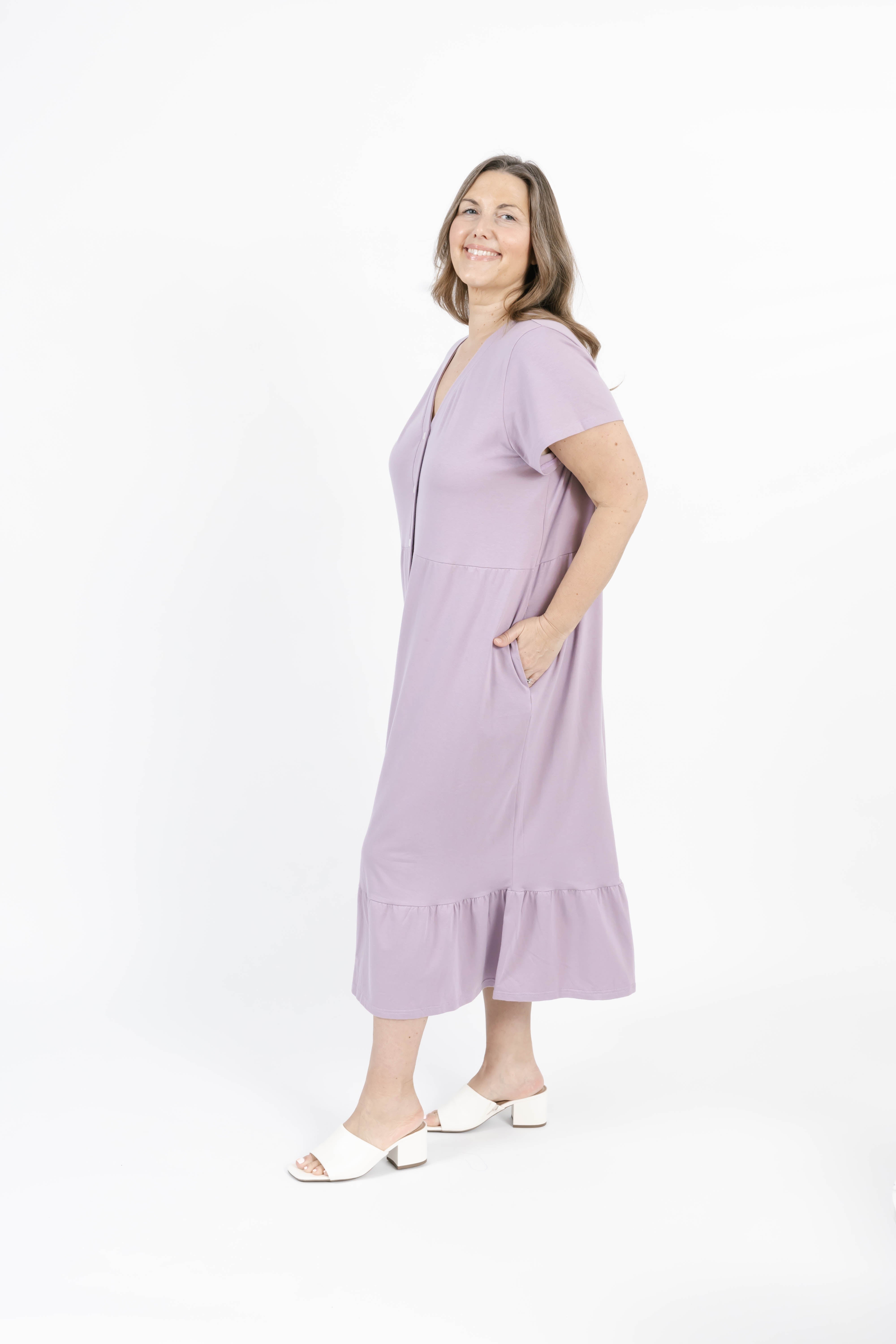 Hailey Midi Dress in Dusty Lilac