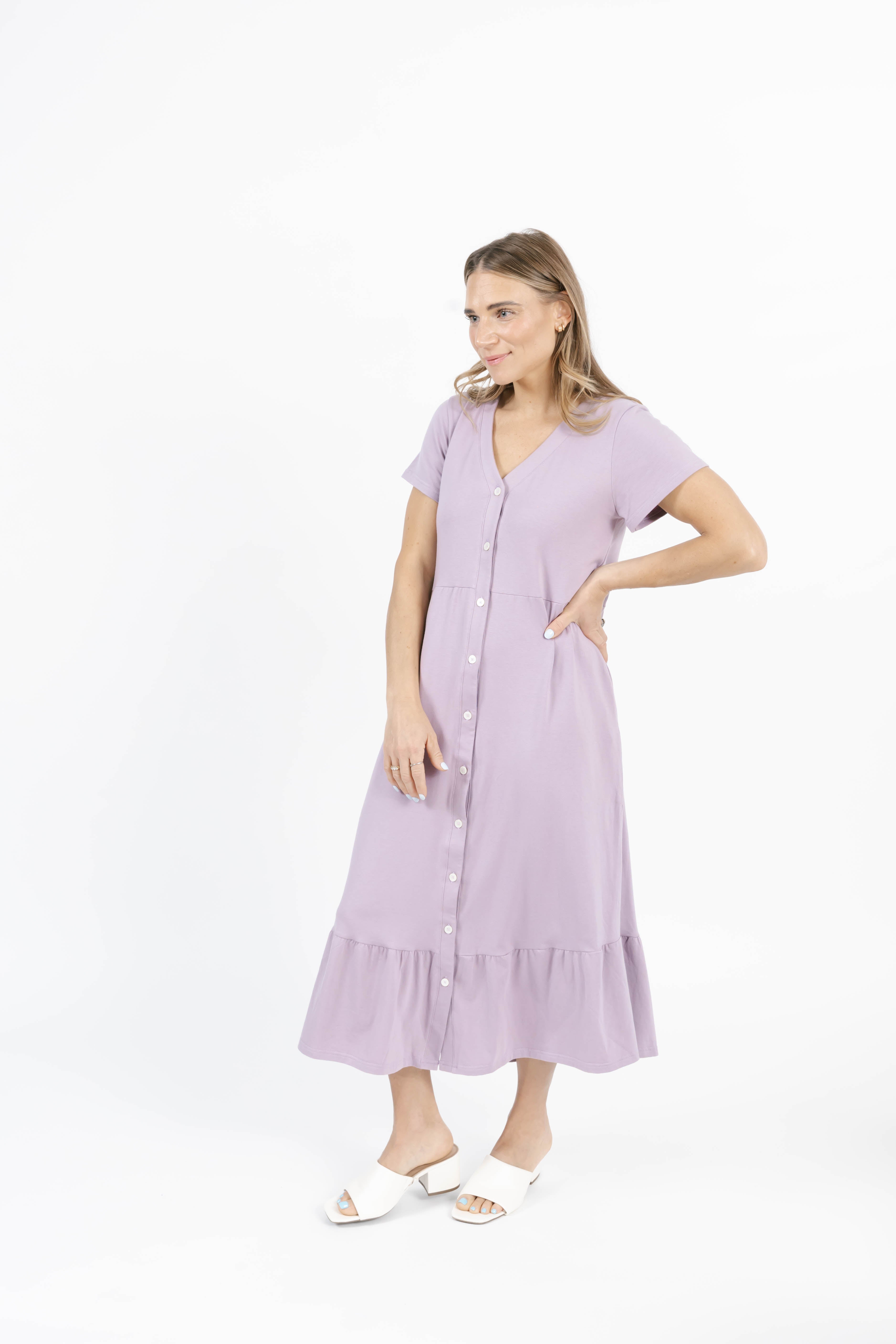 Hailey Midi Dress in Dusty Lilac