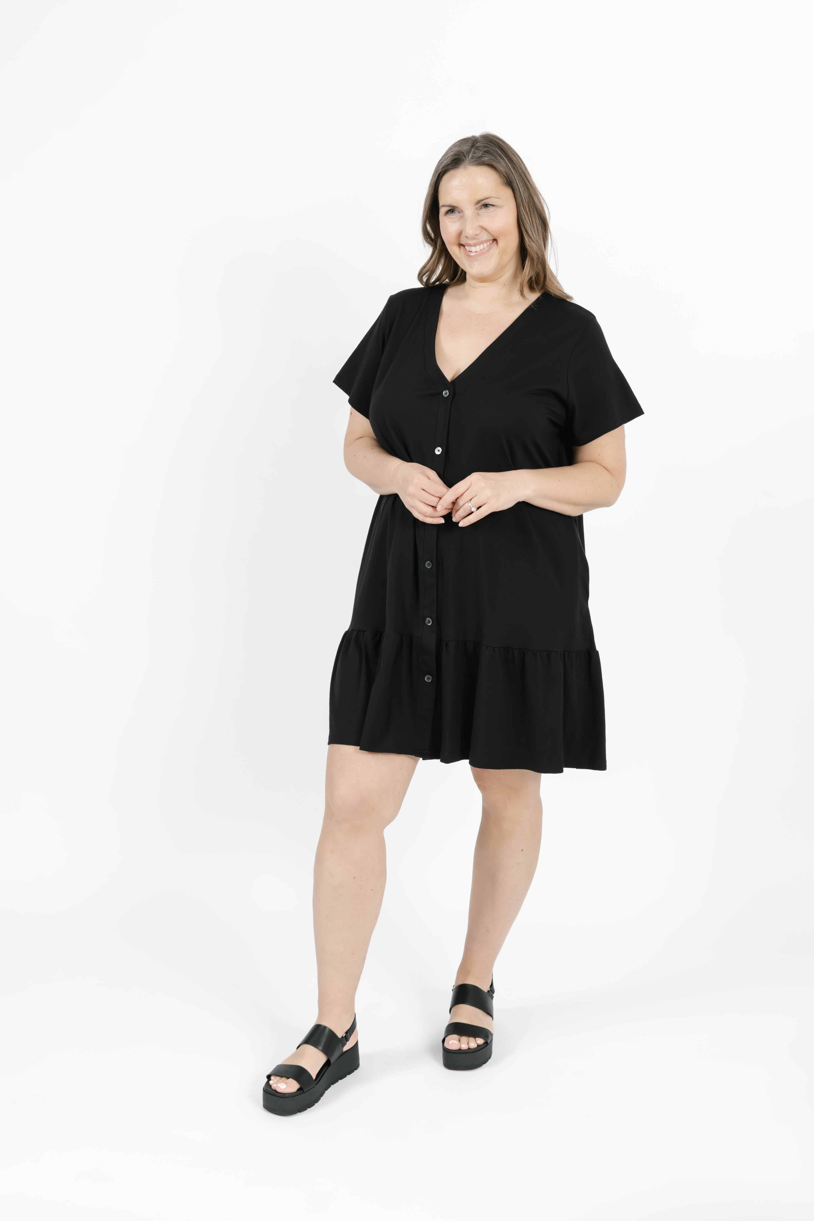 Hailey Mini Dress in Midnight Black