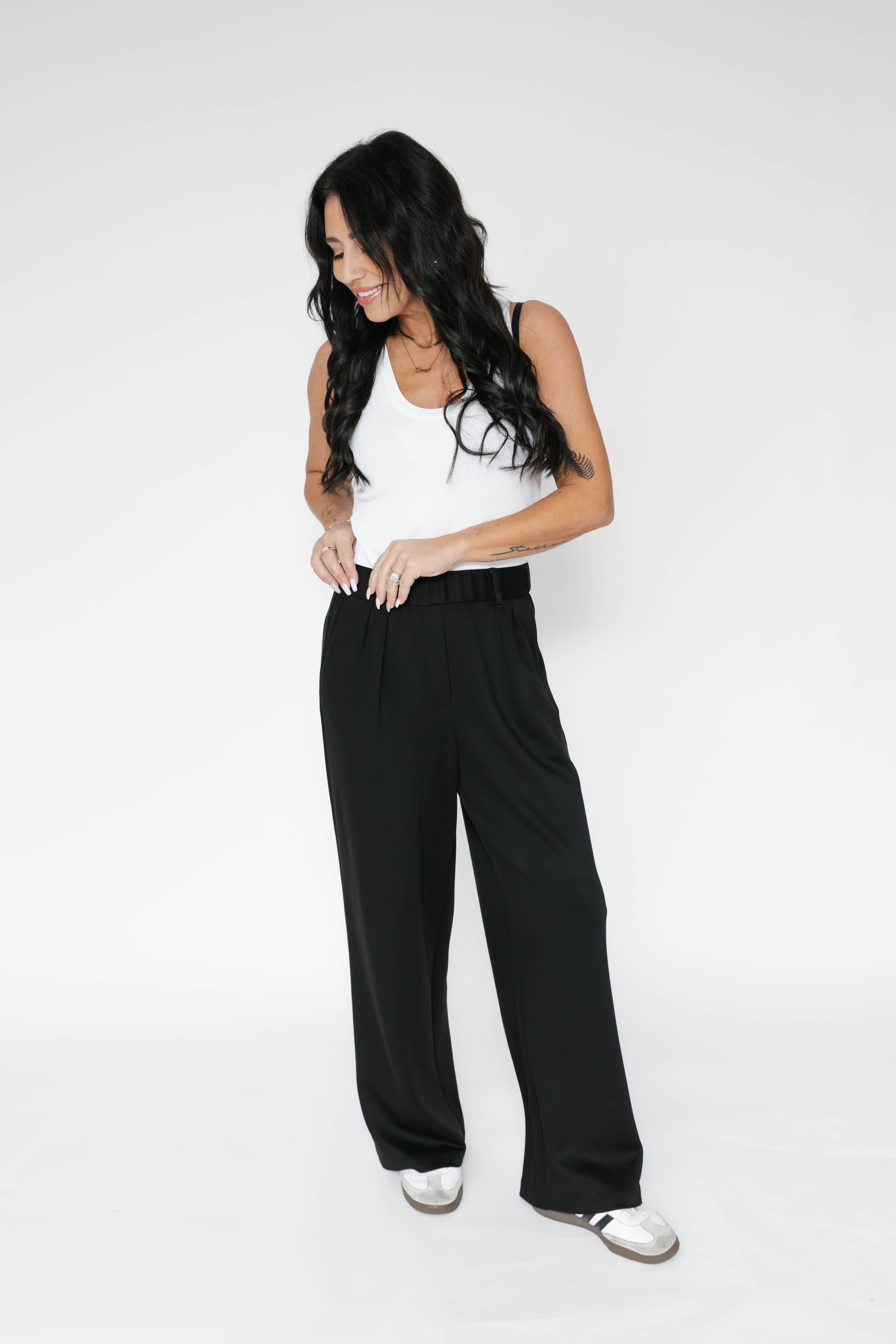 Halle Microscuba Pants in Midnight Black