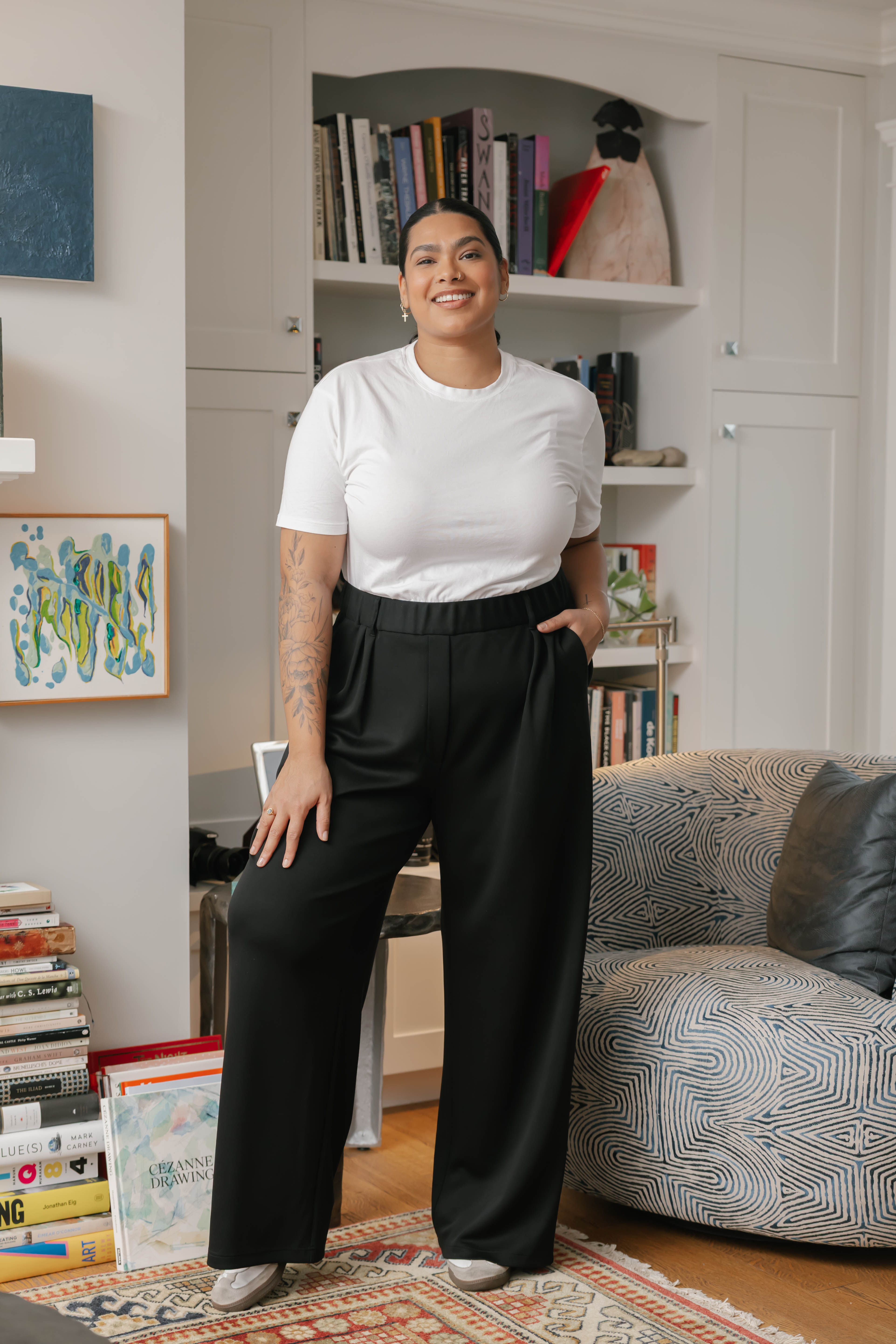 Halle Microscuba Pants in Midnight Black