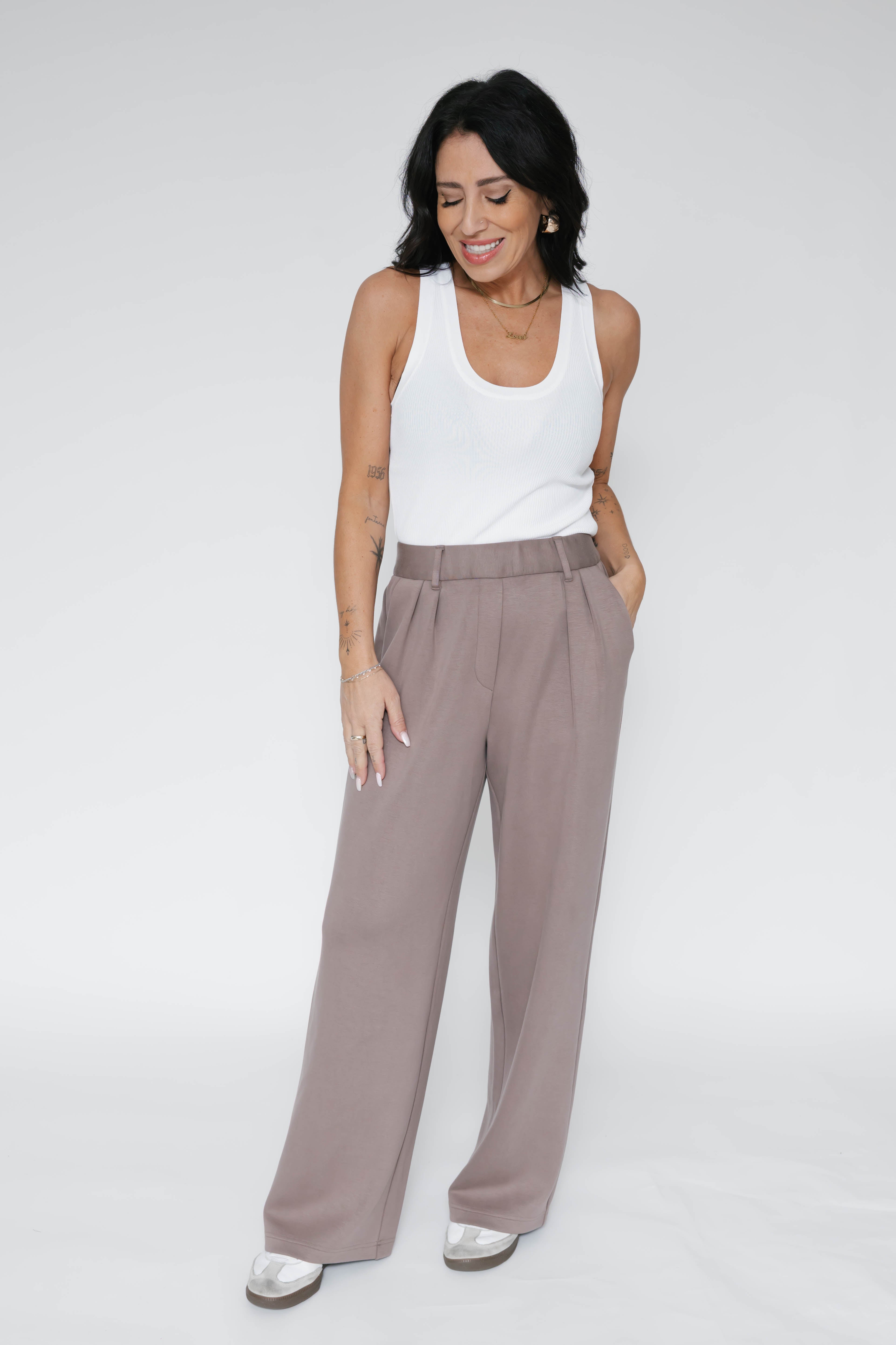 Halle Microscuba Pants in Taupe