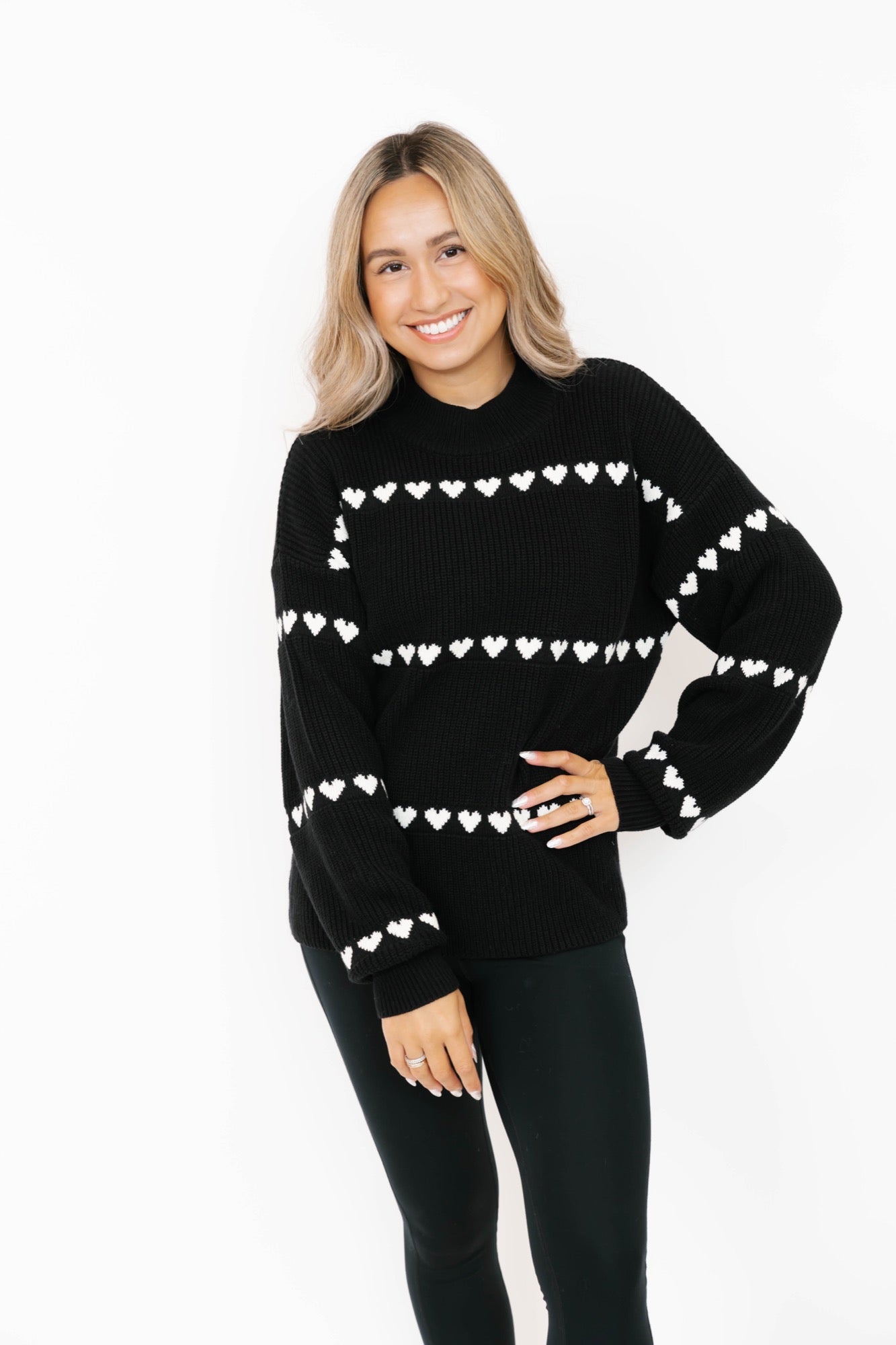 Follow Your Heart Sweater in Black Combo