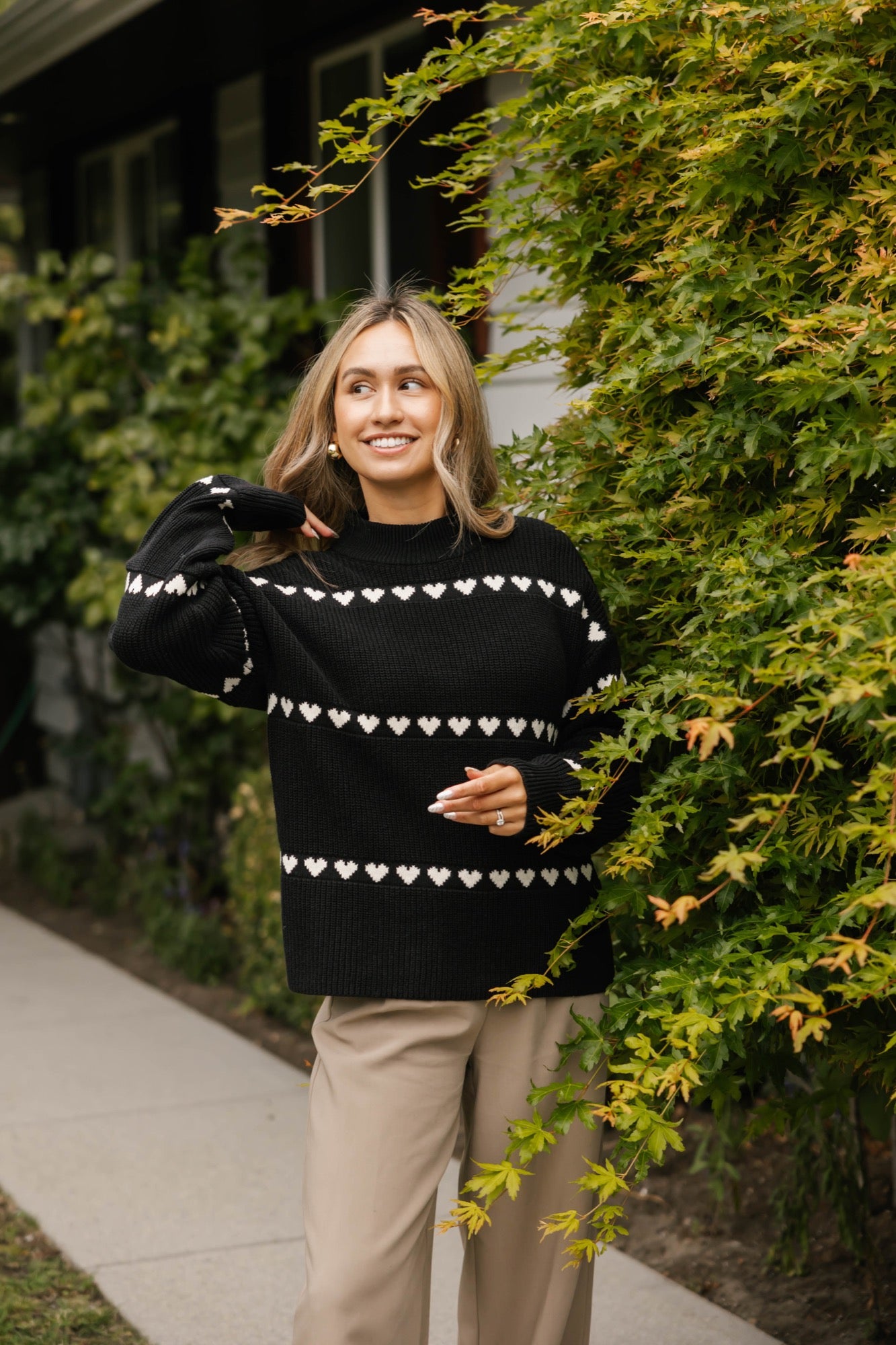 Follow Your Heart Sweater in Black Combo