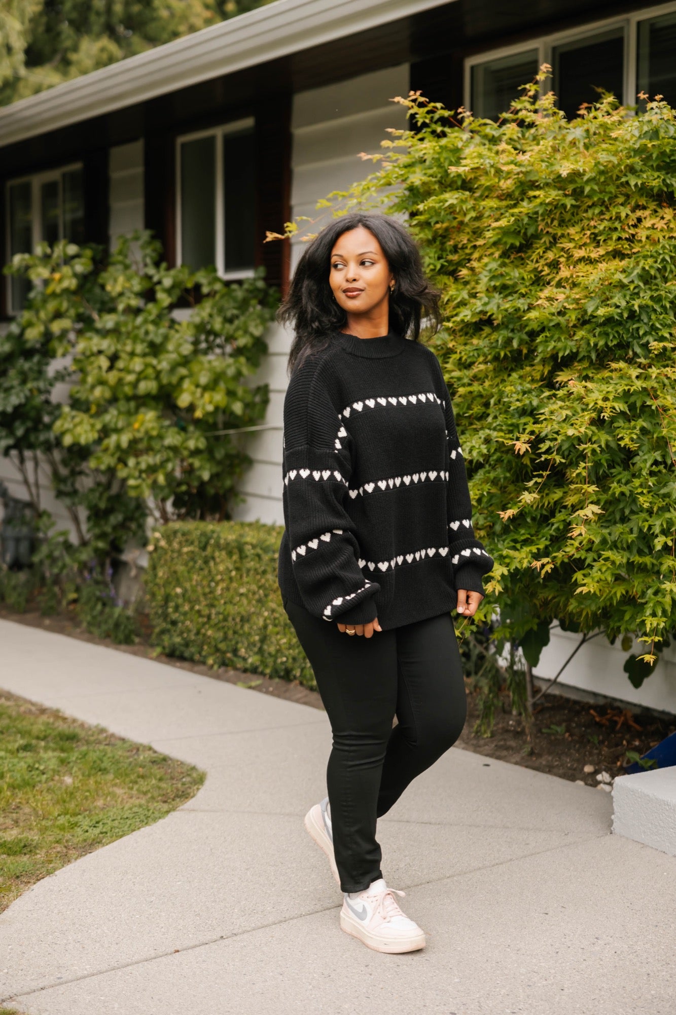 Follow Your Heart Sweater in Black Combo