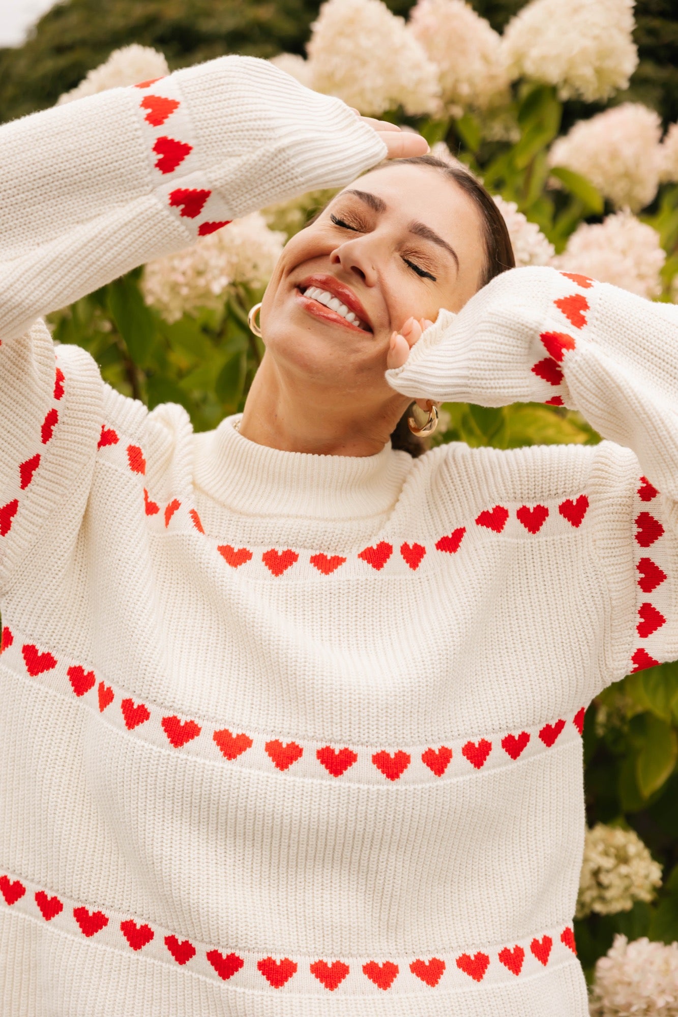 Follow Your Heart Sweater in Cream/Red Combo