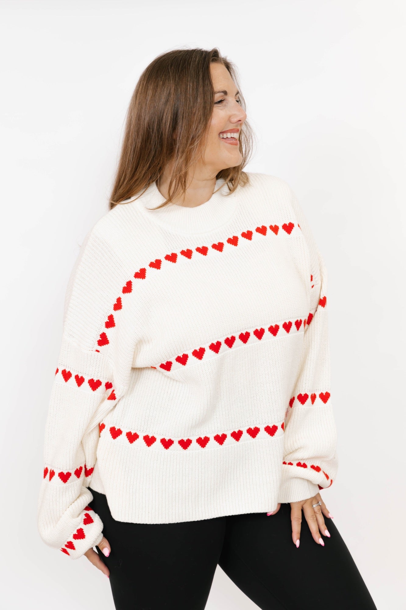 Follow Your Heart Sweater in Cream/Red Combo