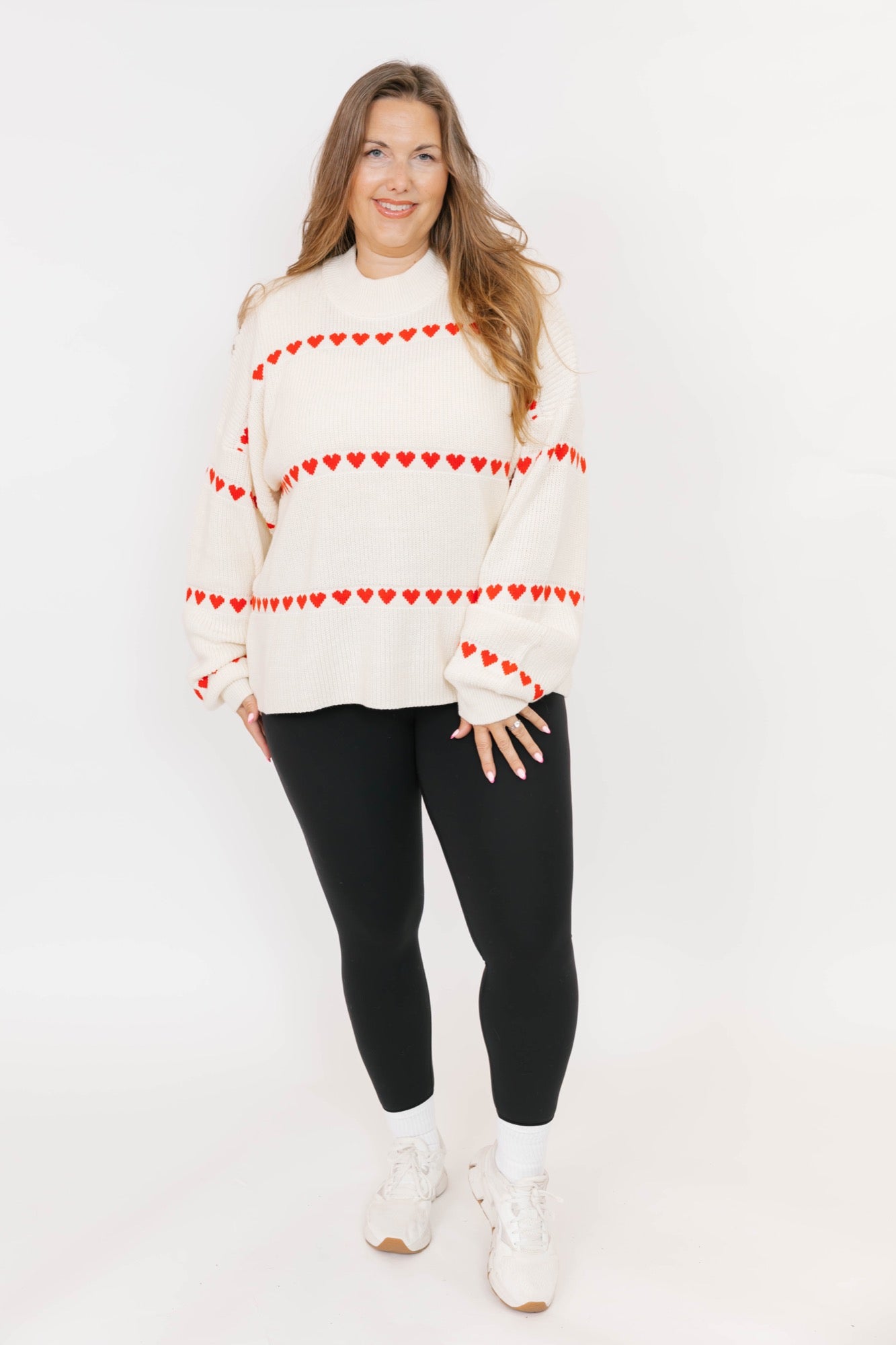 Follow Your Heart Sweater in Cream/Red Combo