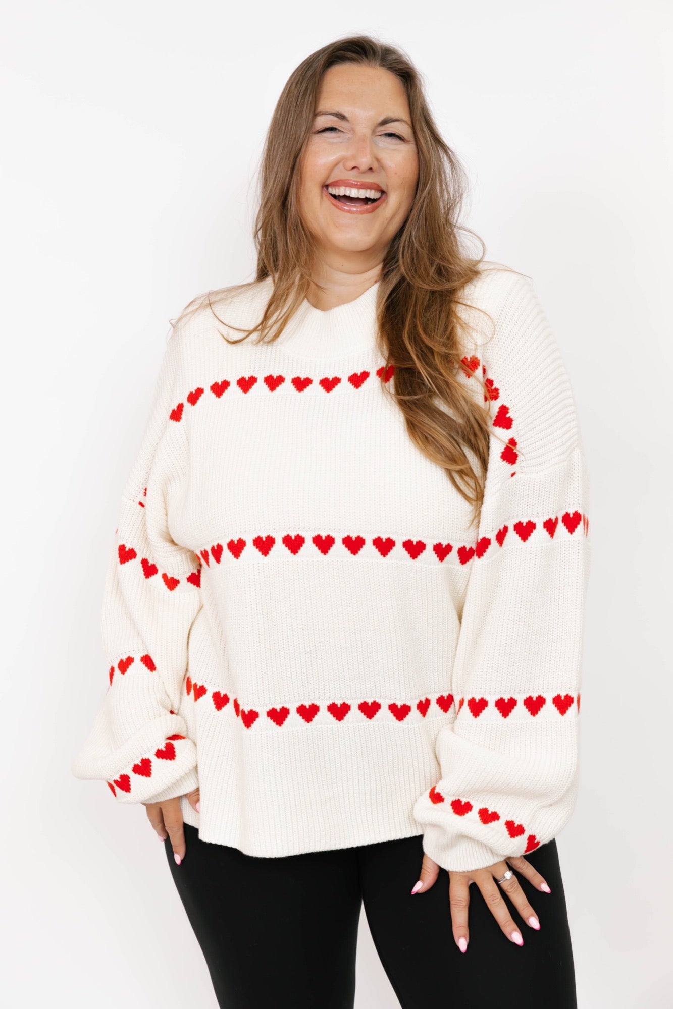 Follow Your Heart Sweater in Cream/Red Combo