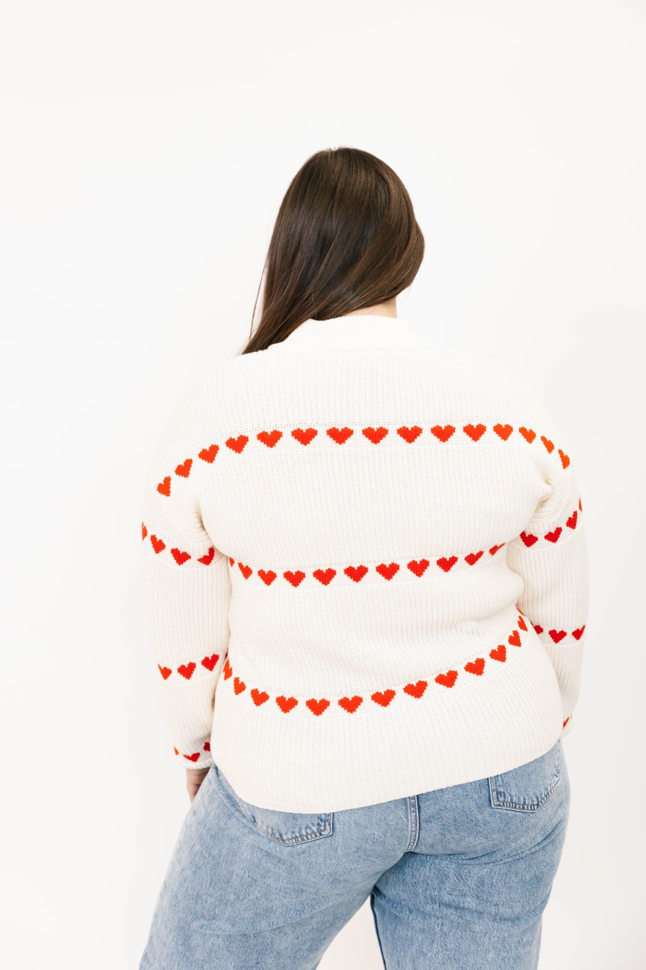 Follow Your Heart Sweater in Cream/Red Combo