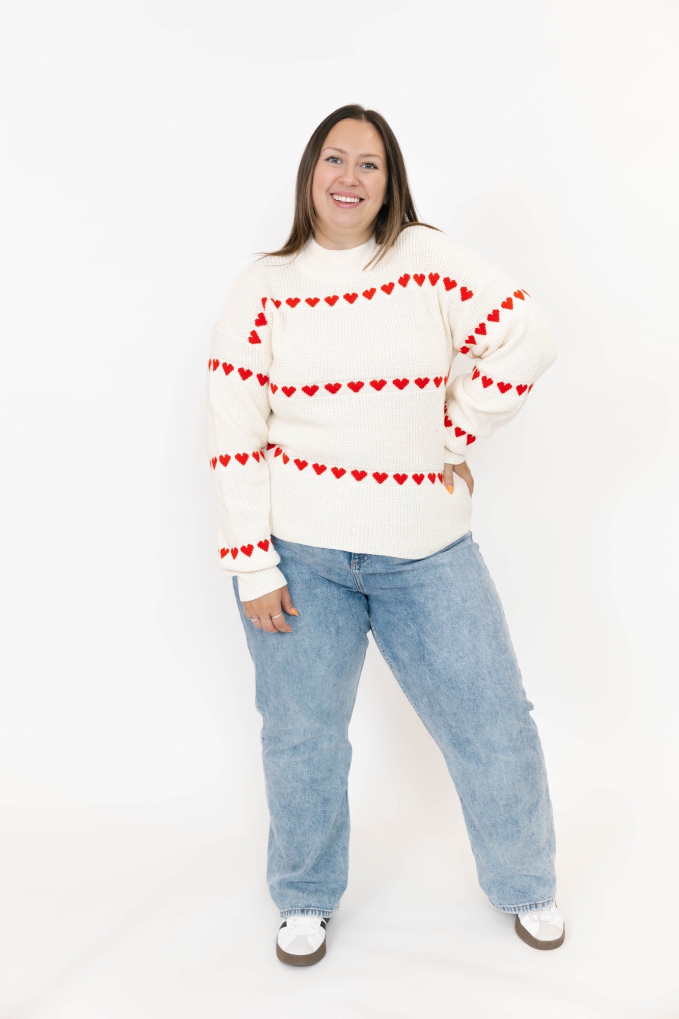 Follow Your Heart Sweater in Cream/Red Combo