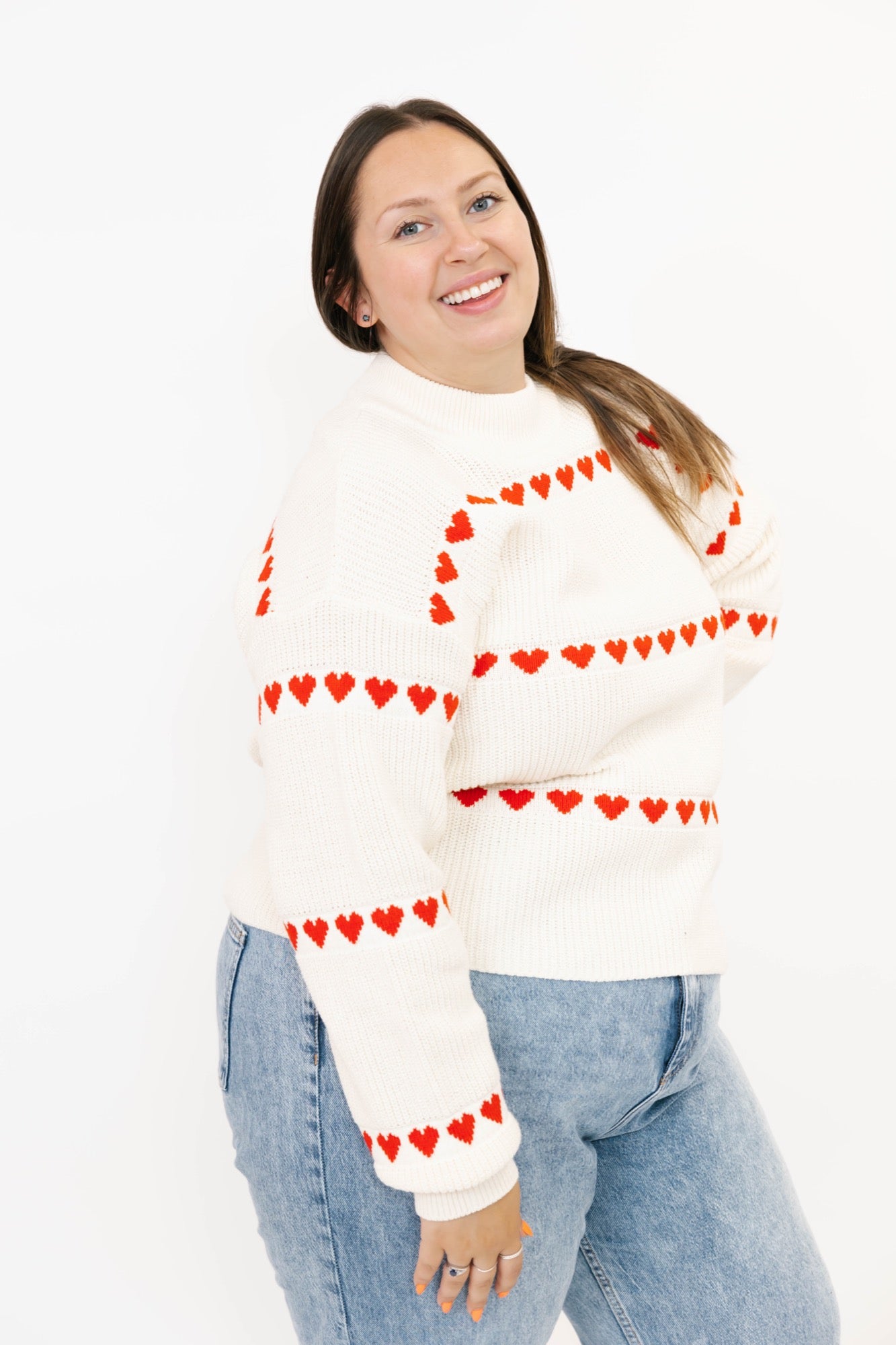 Follow Your Heart Sweater in Cream/Red Combo