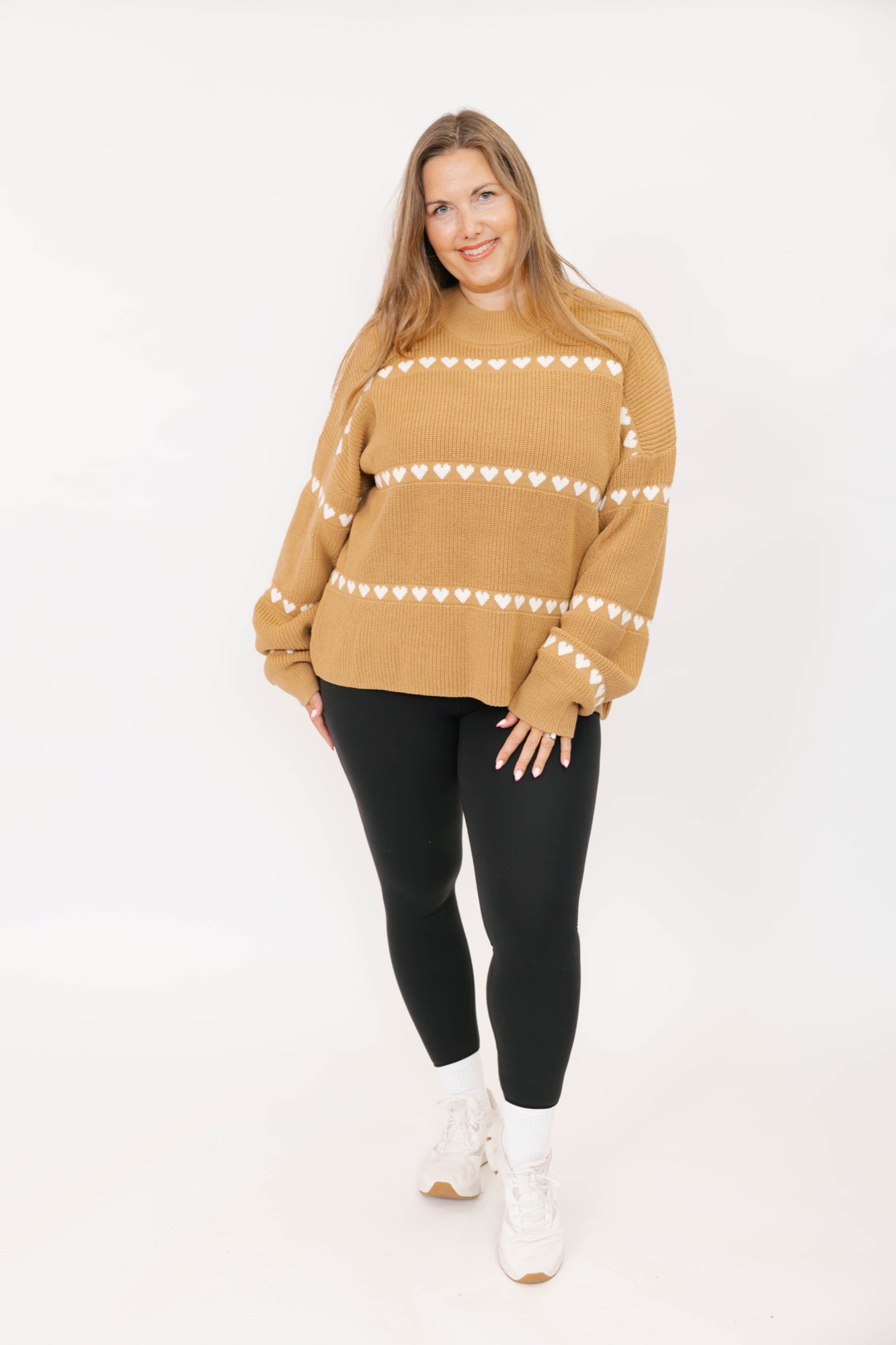 Follow Your Heart Sweater in Tan/Cream Combo