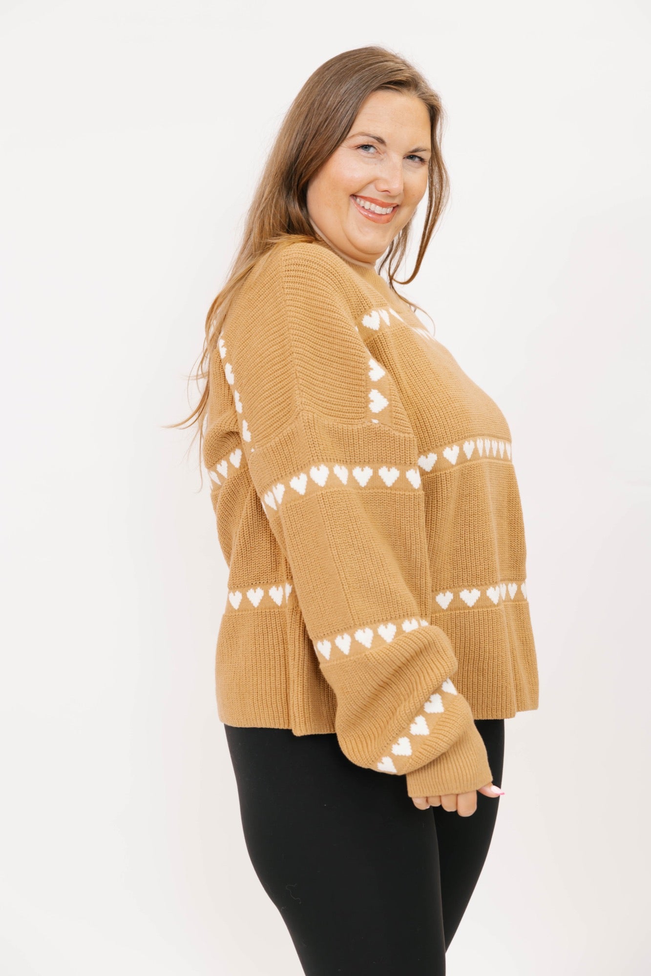 Follow Your Heart Sweater in Tan/Cream Combo